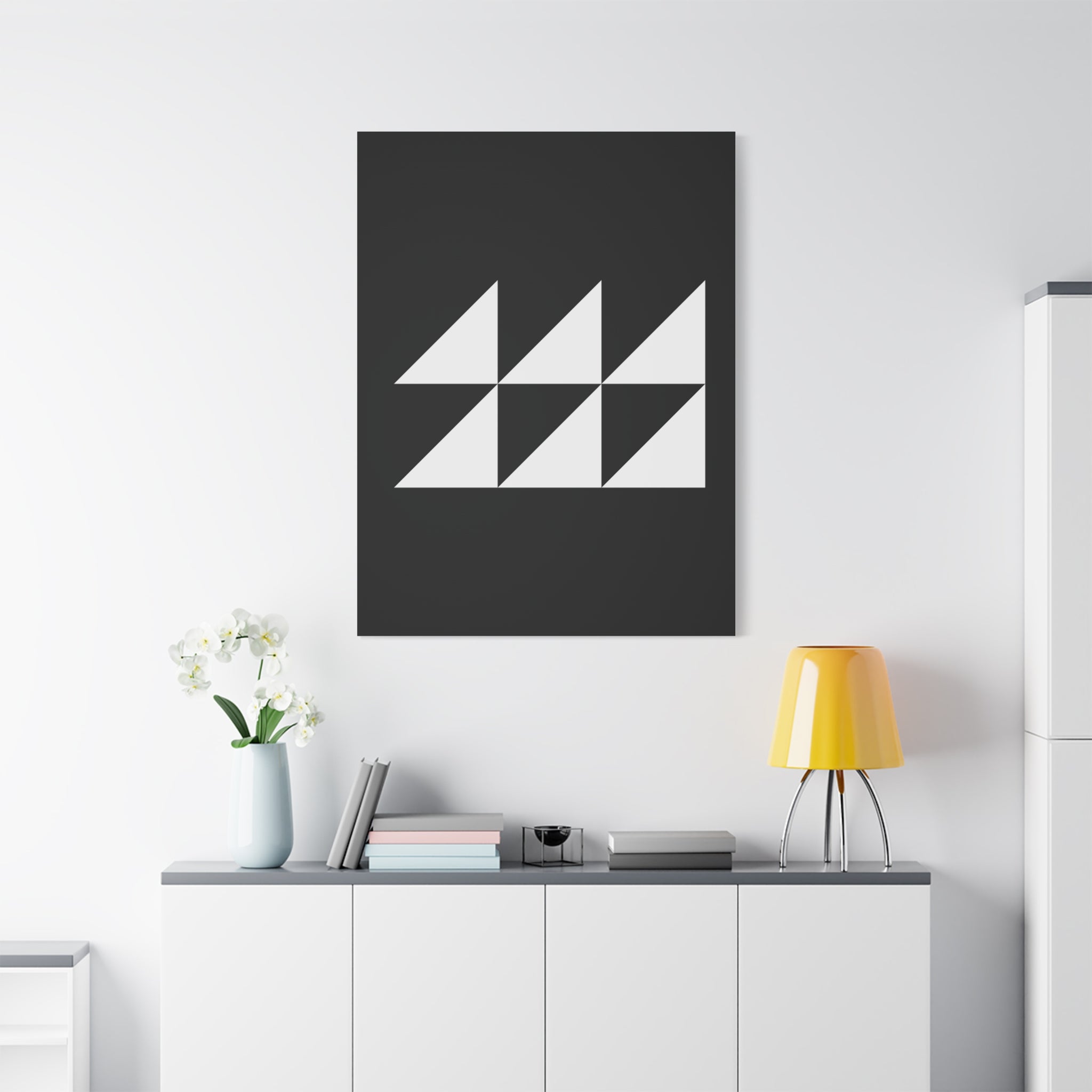 Geometric Triangles Matte Canvas Art