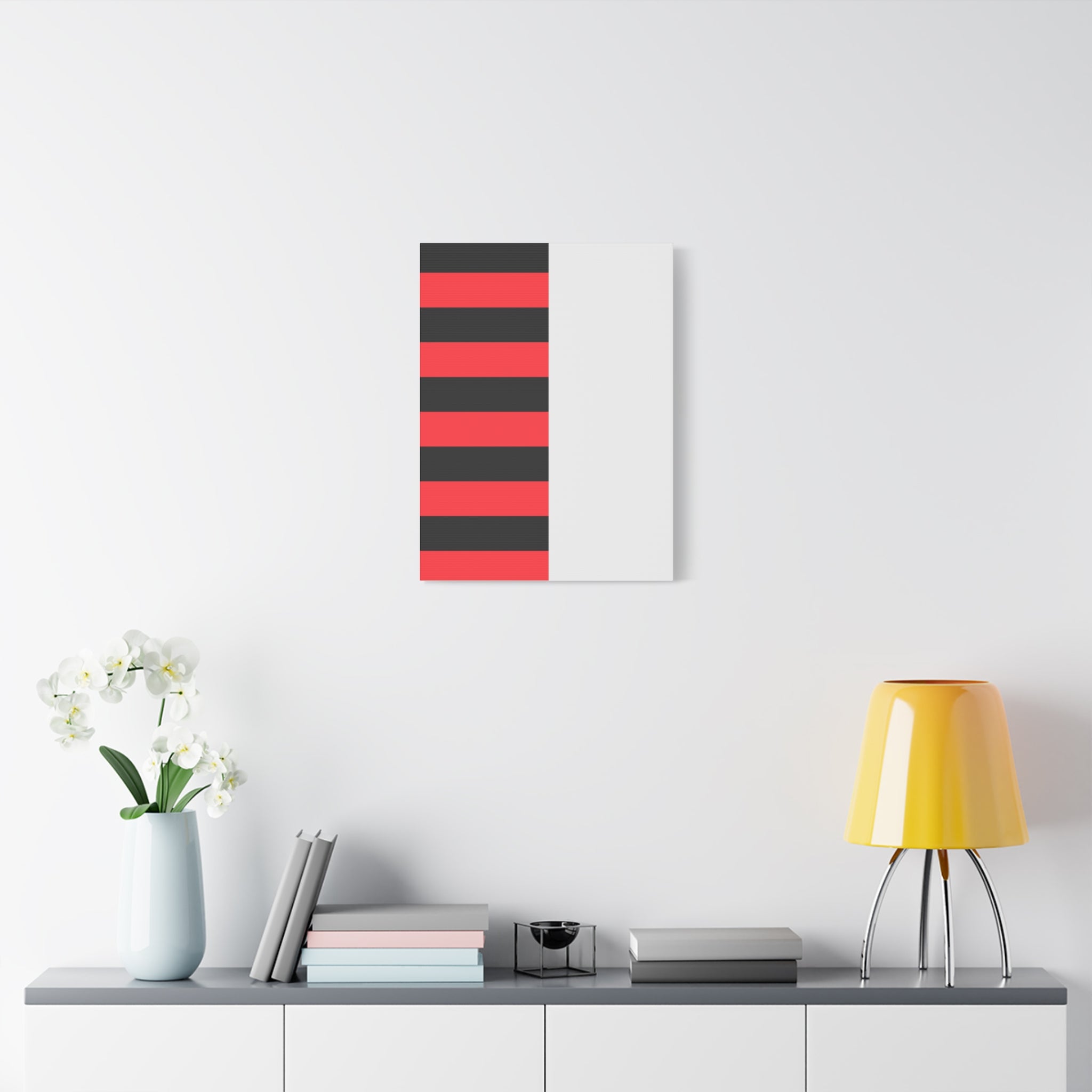 Abstract Coral & Gray Minimalist Canvas Art