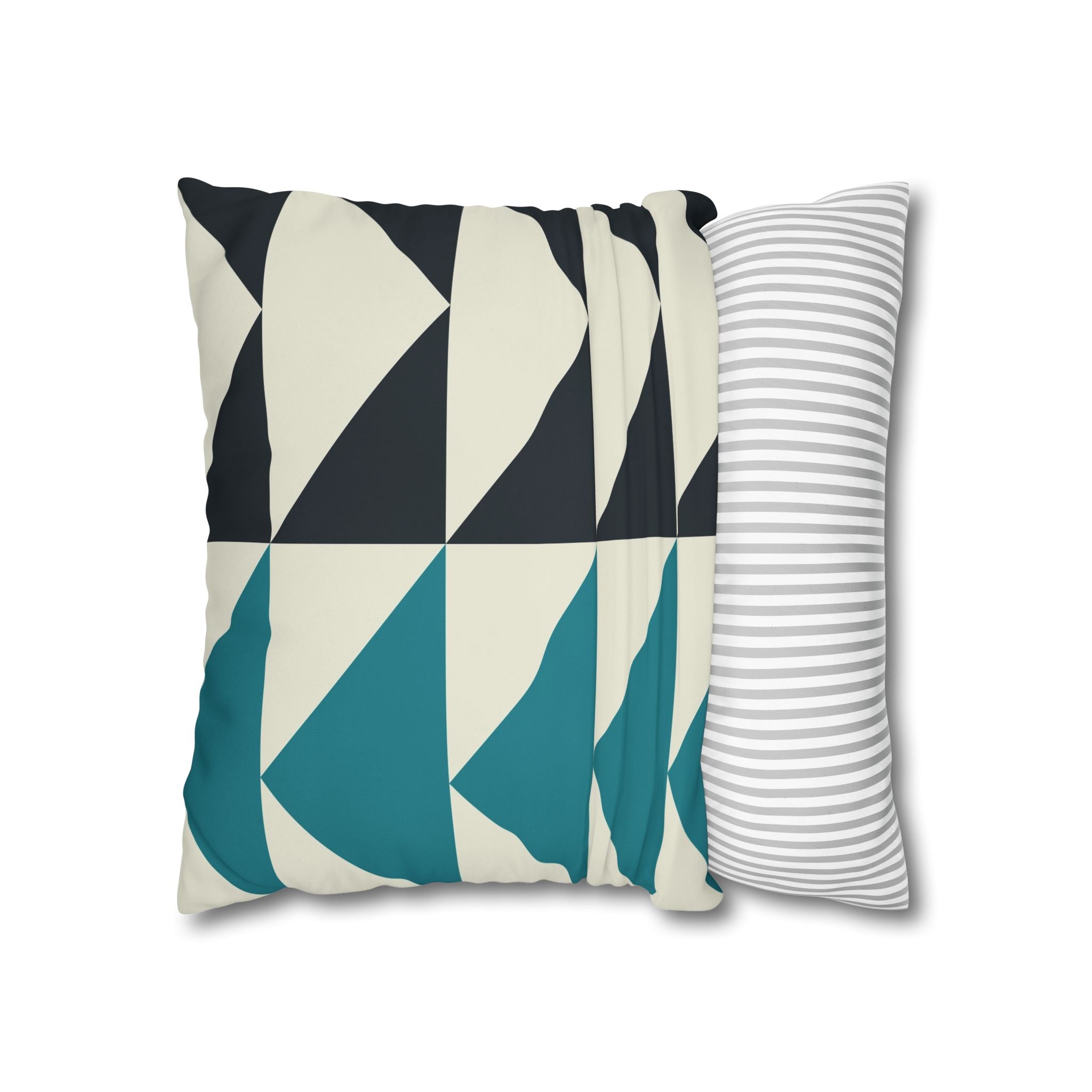 Geometric Teal & Charcoal Triangle Pillowcase