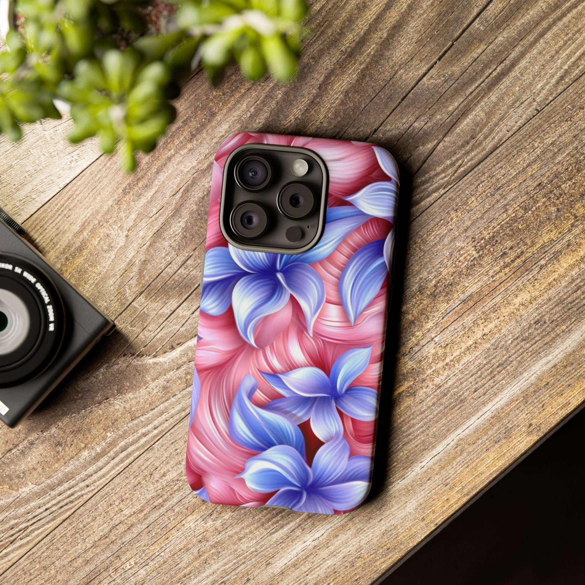 Dreamy Pink & Blue Floral iPhone Case - Hexagon Stone