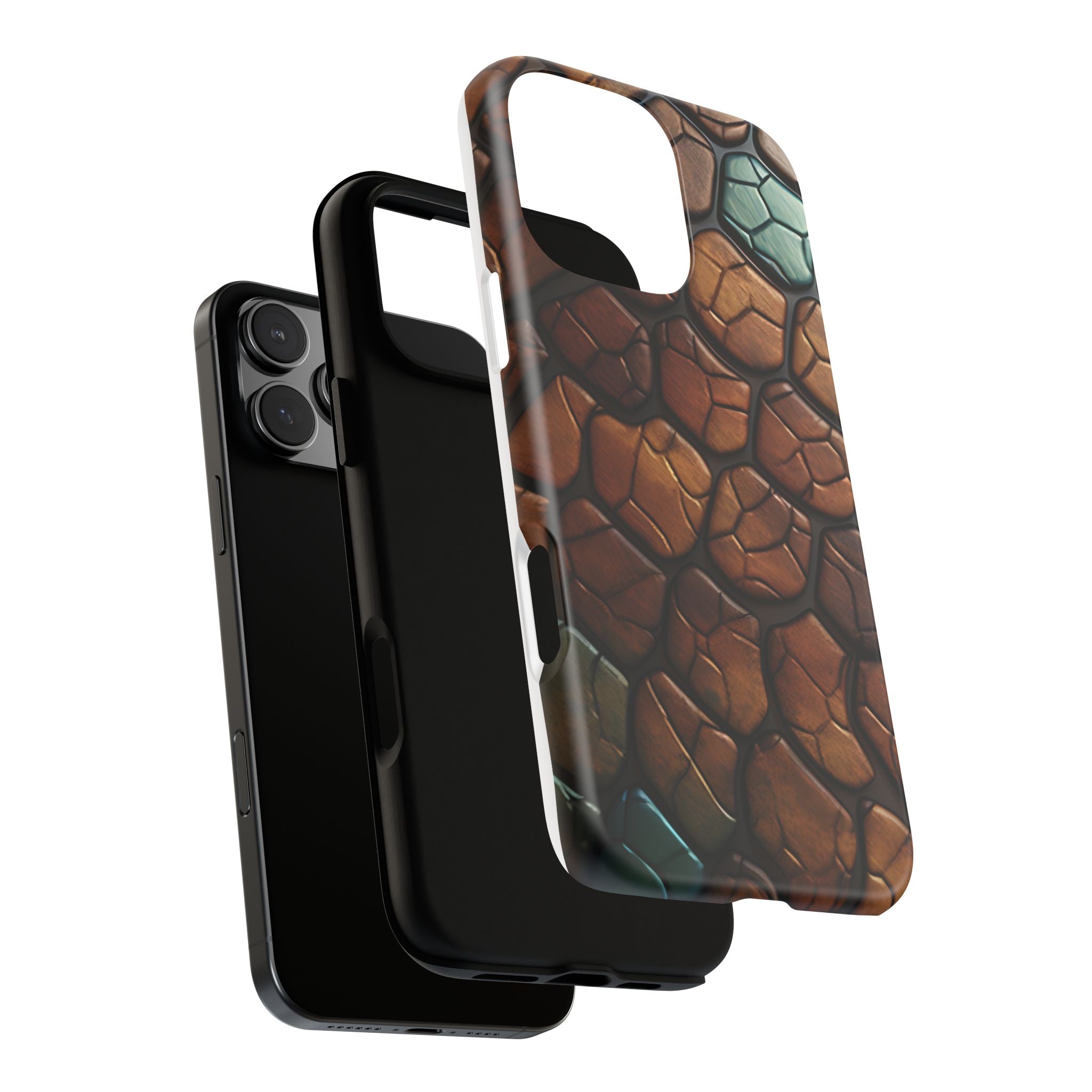 Mosaic Reptile iPhone Case - Teal & Brown