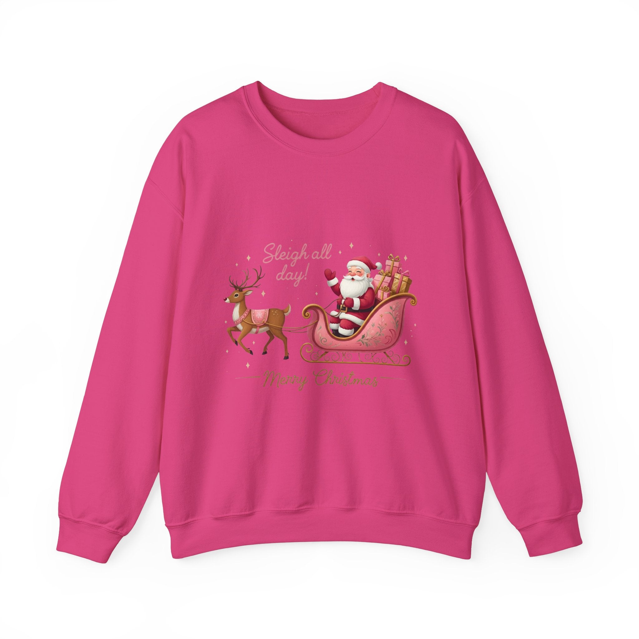 Pink Sleigh Santa Christmas Sweatshirt