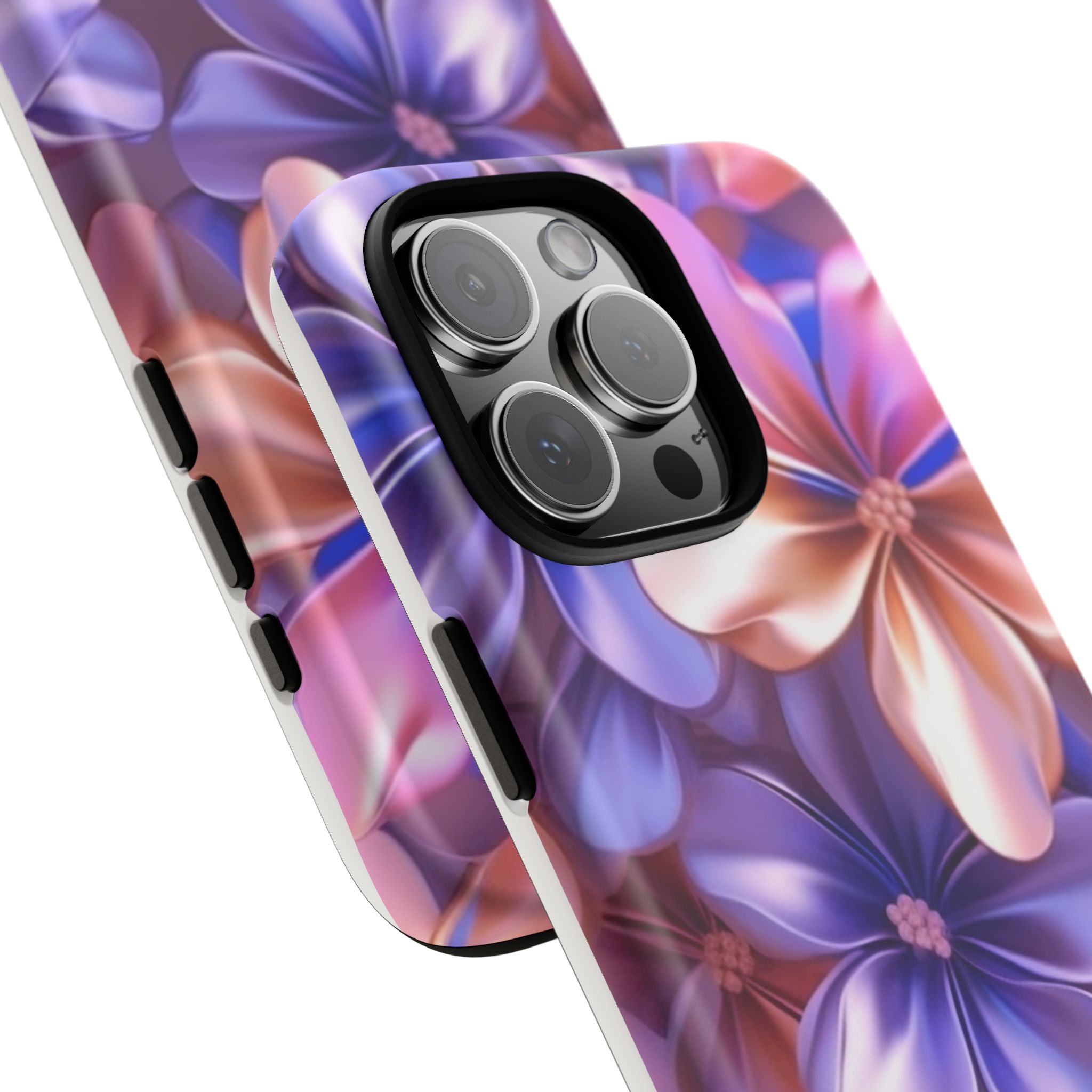 Metallic Flower iPhone Case - Rugged Hexagon Stone