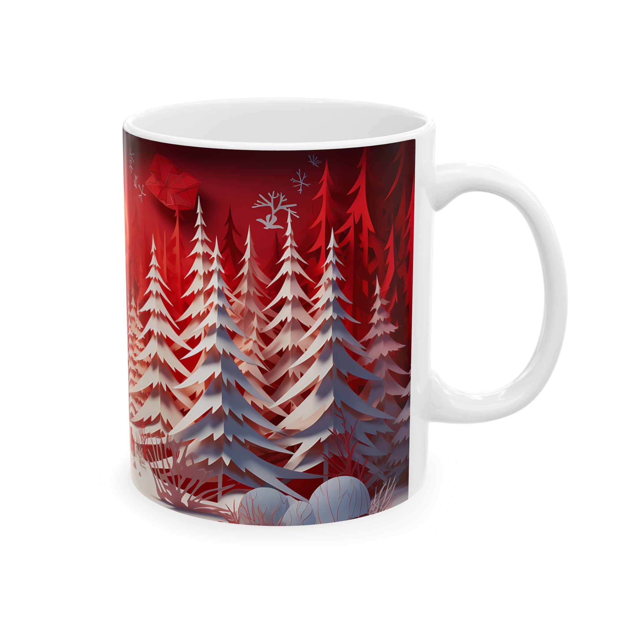 Winter Sunset Forest Papercut Mug