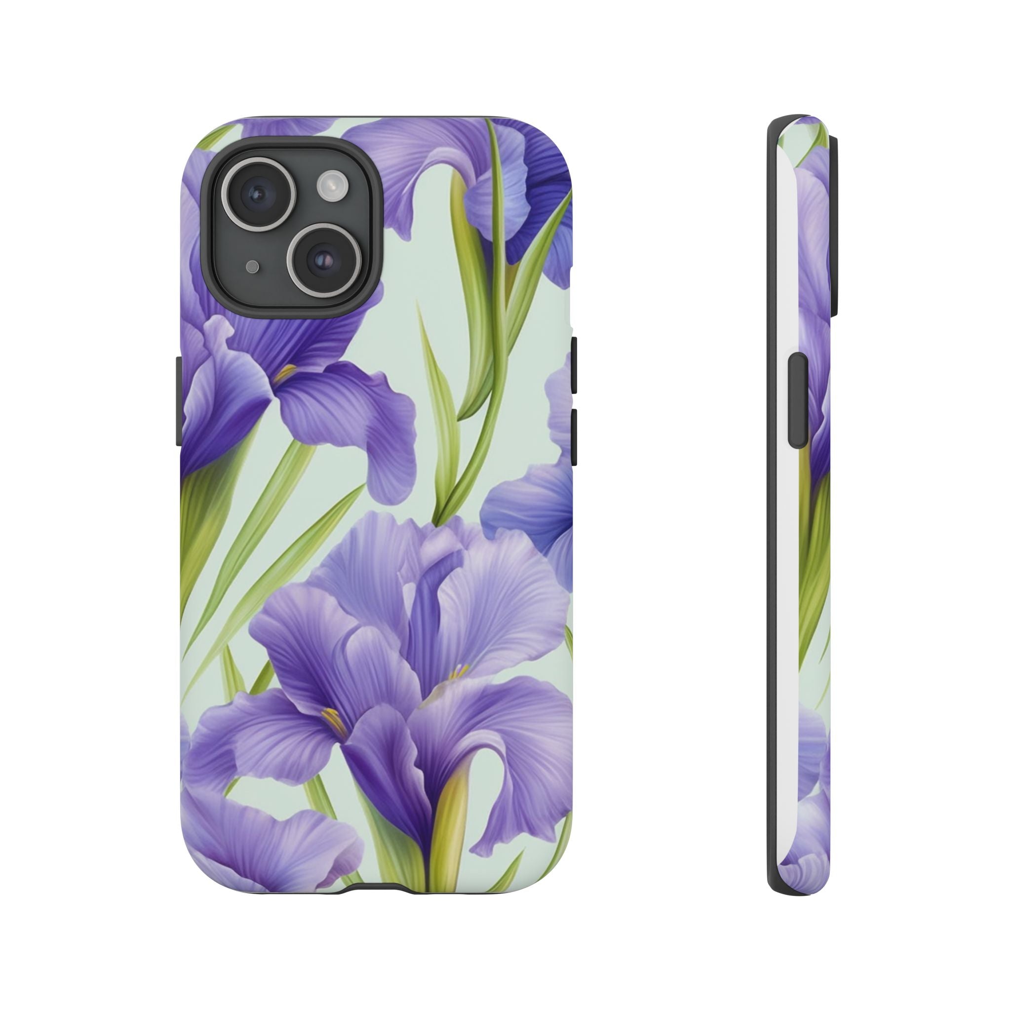 Purple Iris Floral iPhone Case - Hexagon Stone