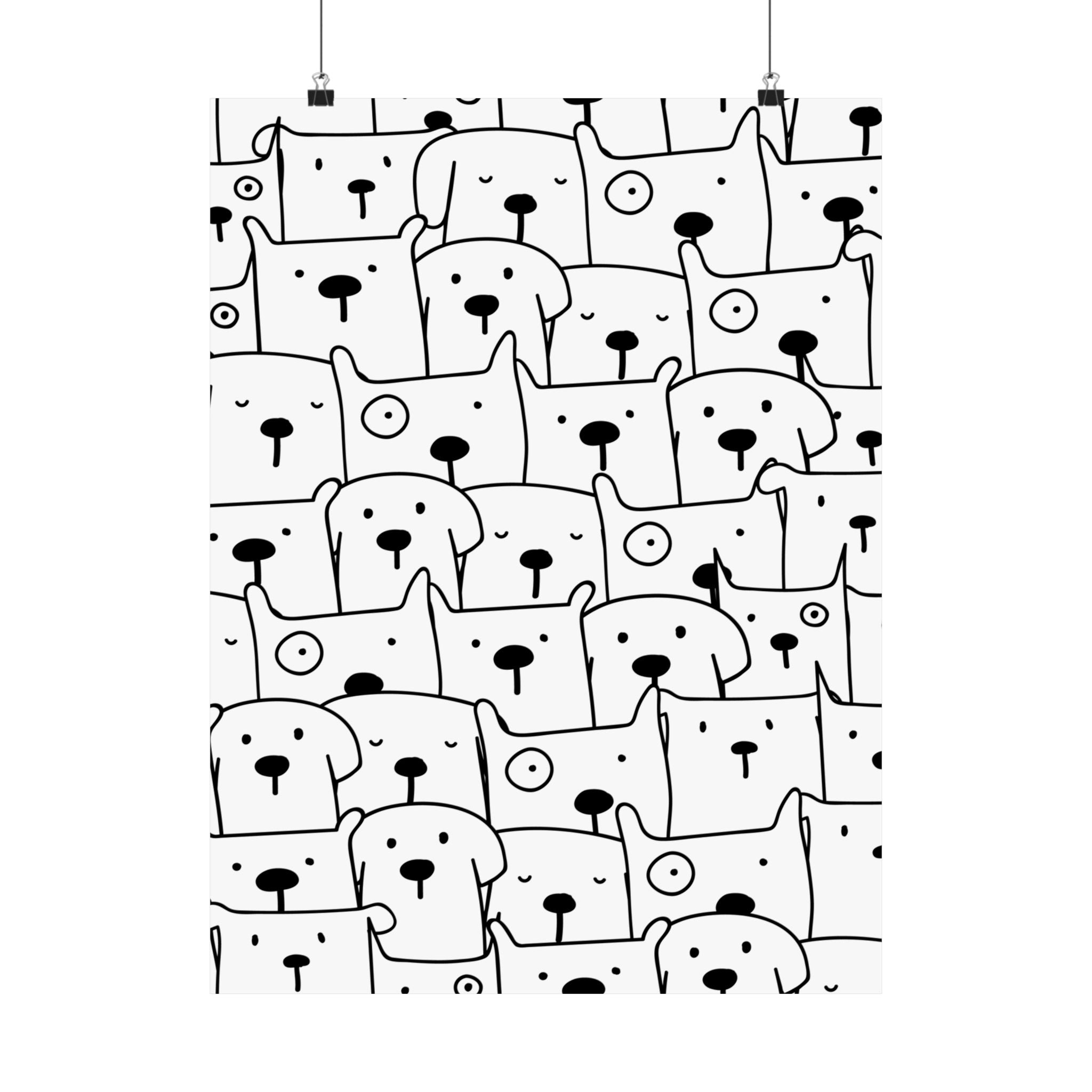 Cute Puppy Faces: Whimsical Dog Poster