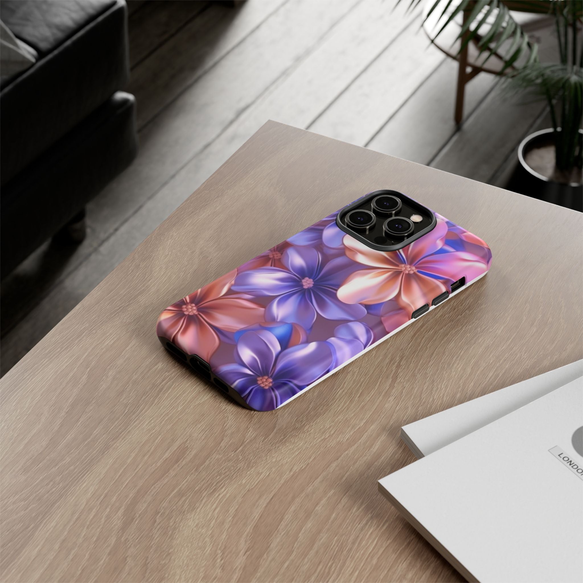 Metallic Flower iPhone Case - Rugged Hexagon Stone