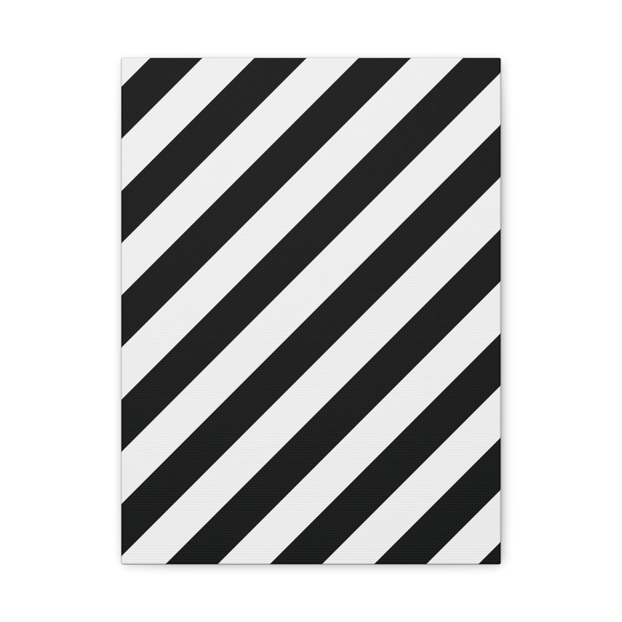 Modern Black & White Diagonal Stripe Canvas Art