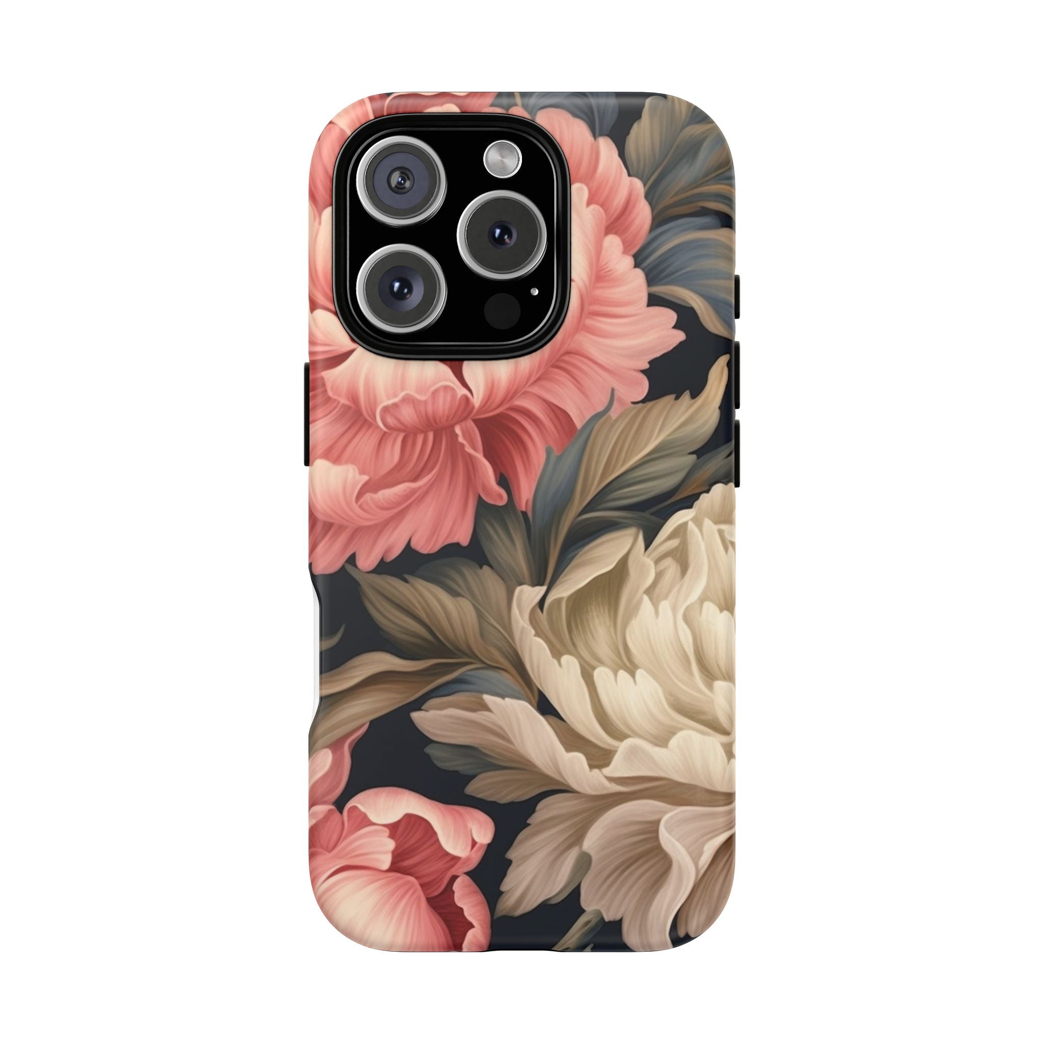 Blush Peony Floral iPhone Case - Hexagon Stone