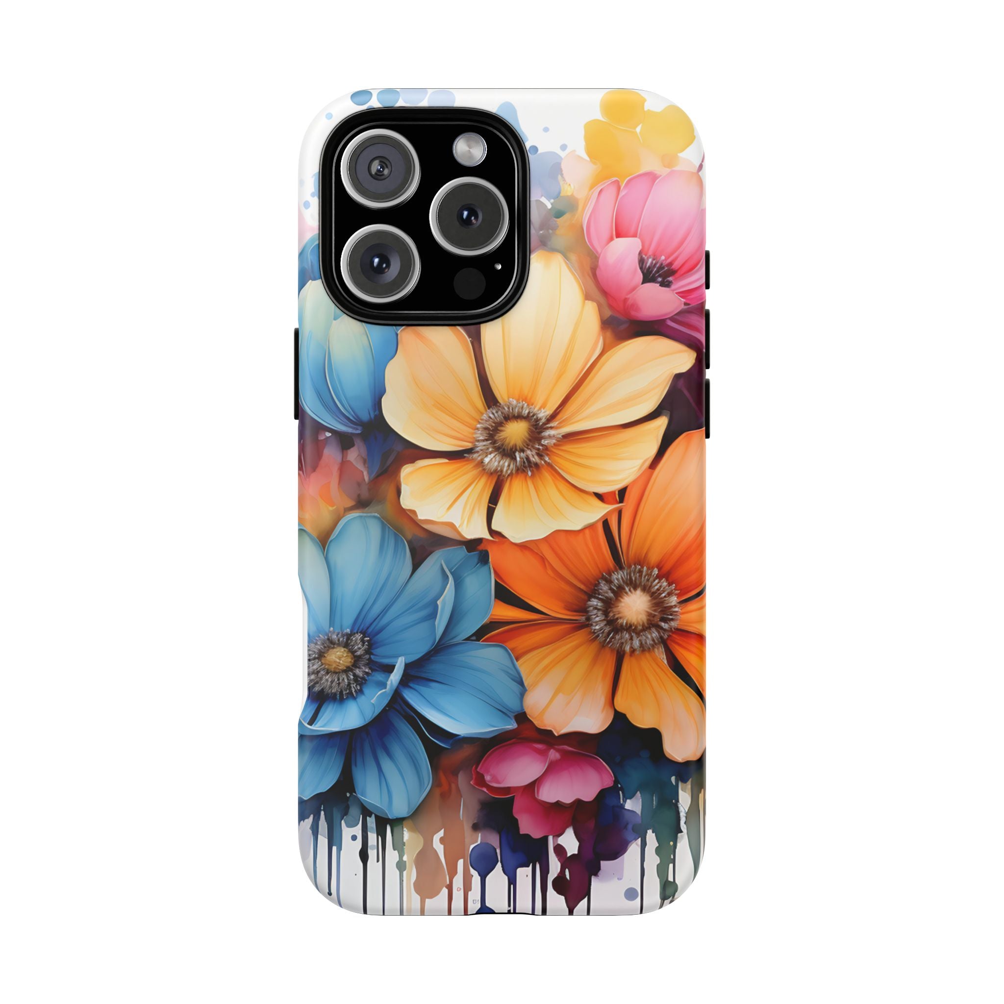 Vibrant Floral Watercolor iPhone Case - Hexagon Stone