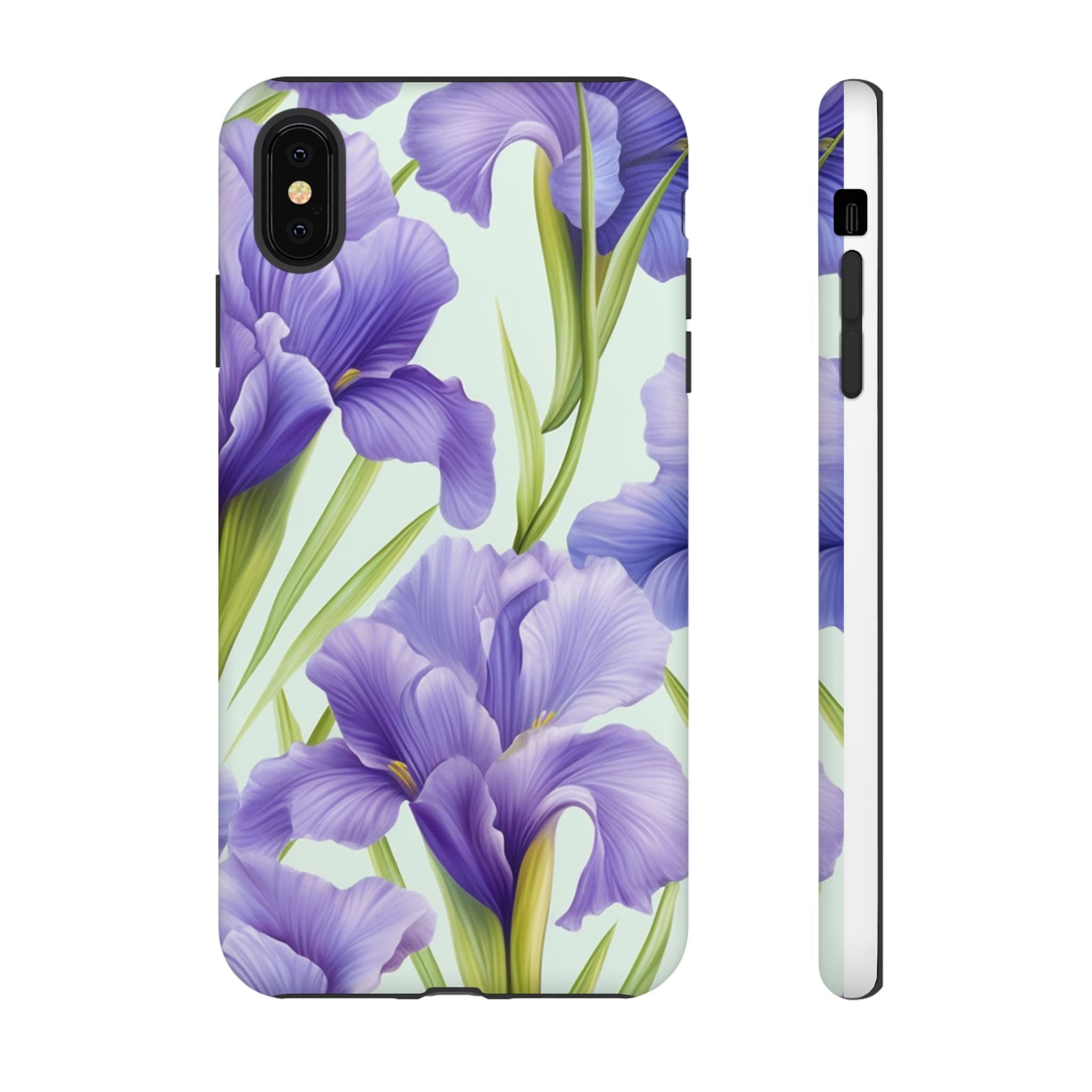 Purple Iris Floral iPhone Case - Hexagon Stone