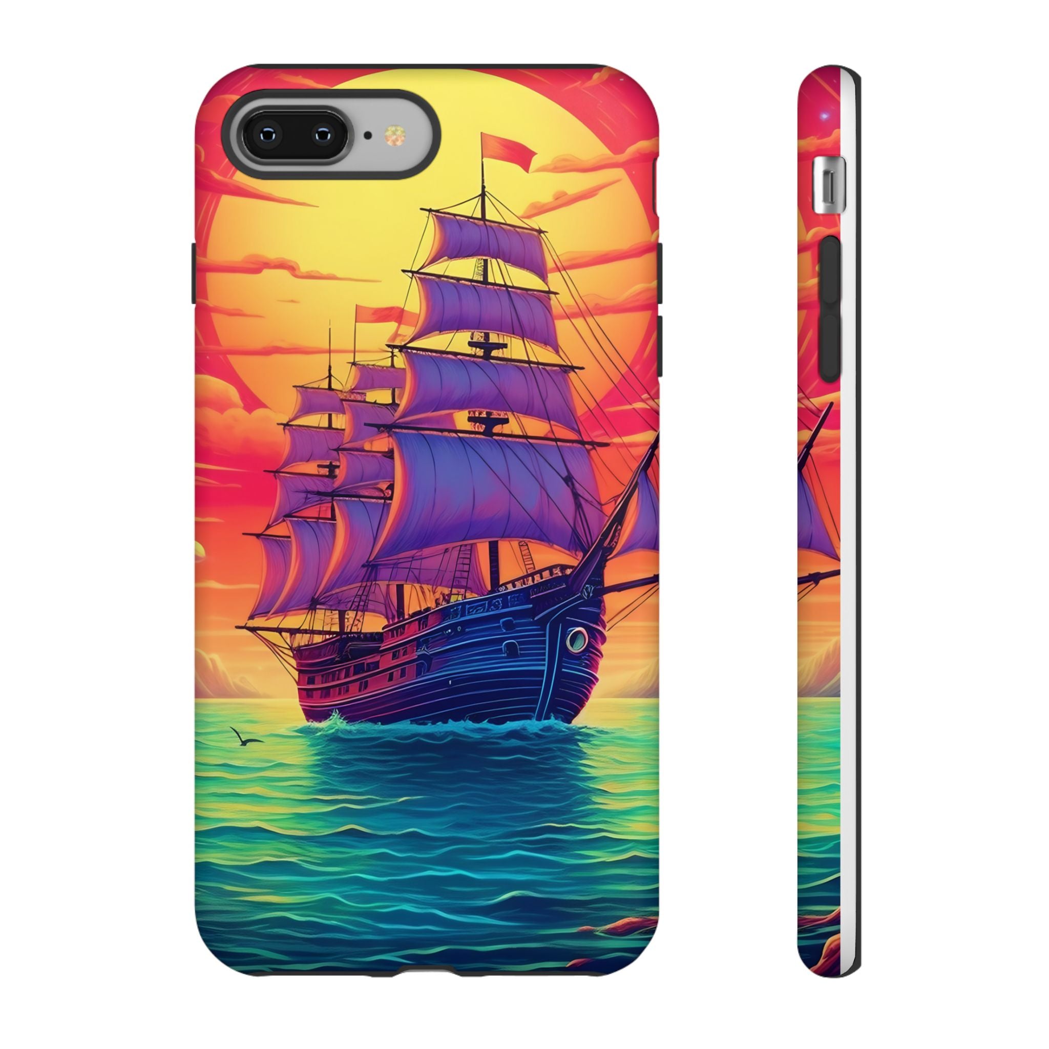 Sunset Galleon Hexagon Stone iPhone Case