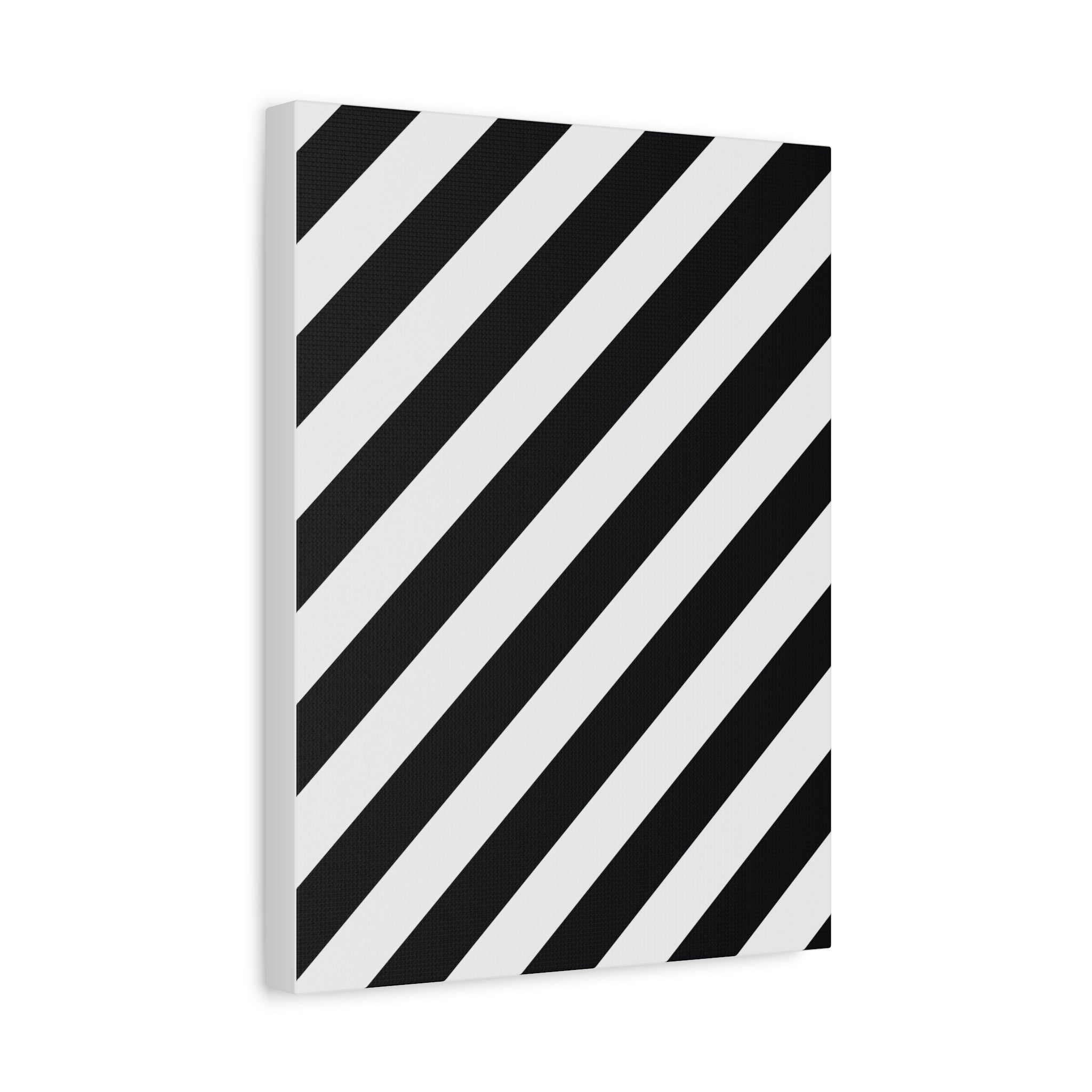 Modern Black & White Diagonal Stripe Canvas Art