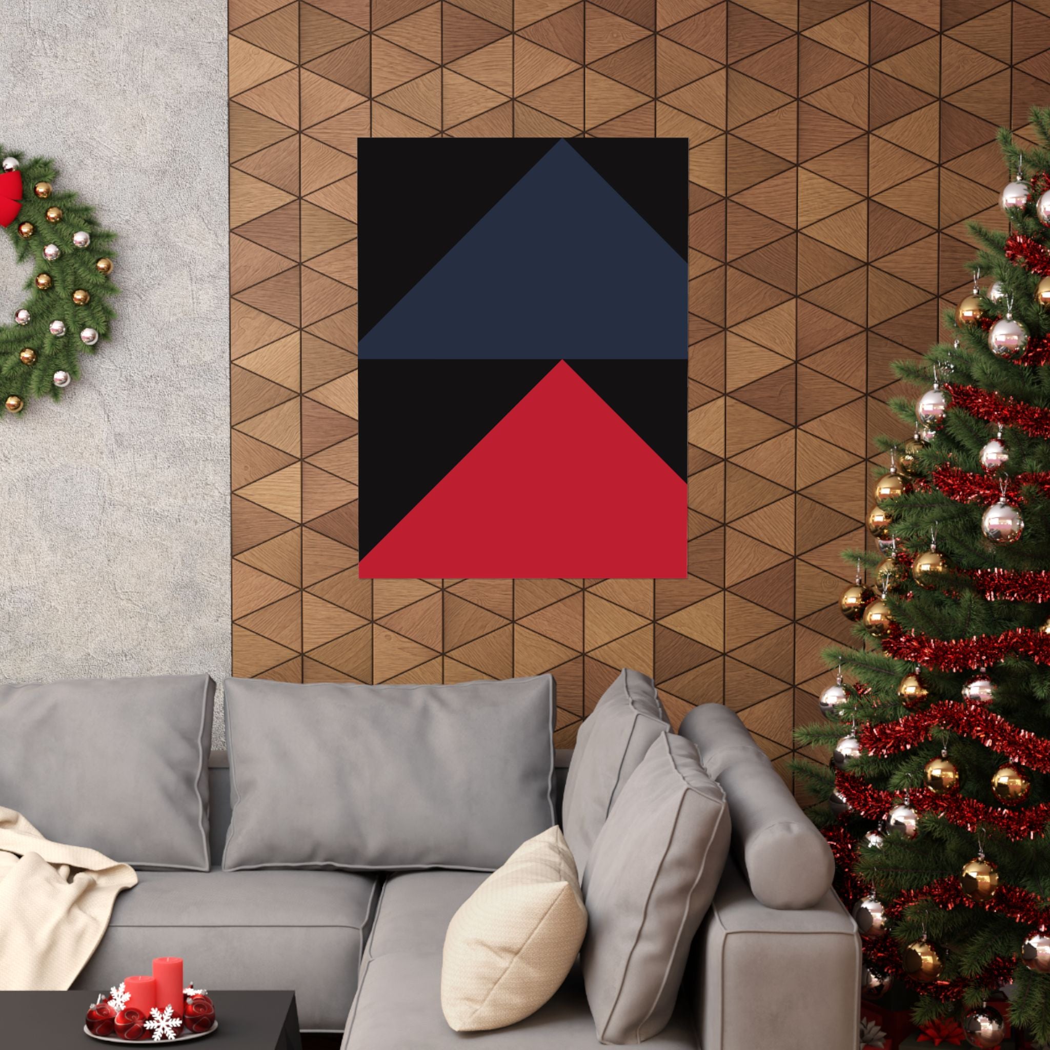 Geometric Abstract Art Print - Red & Blue