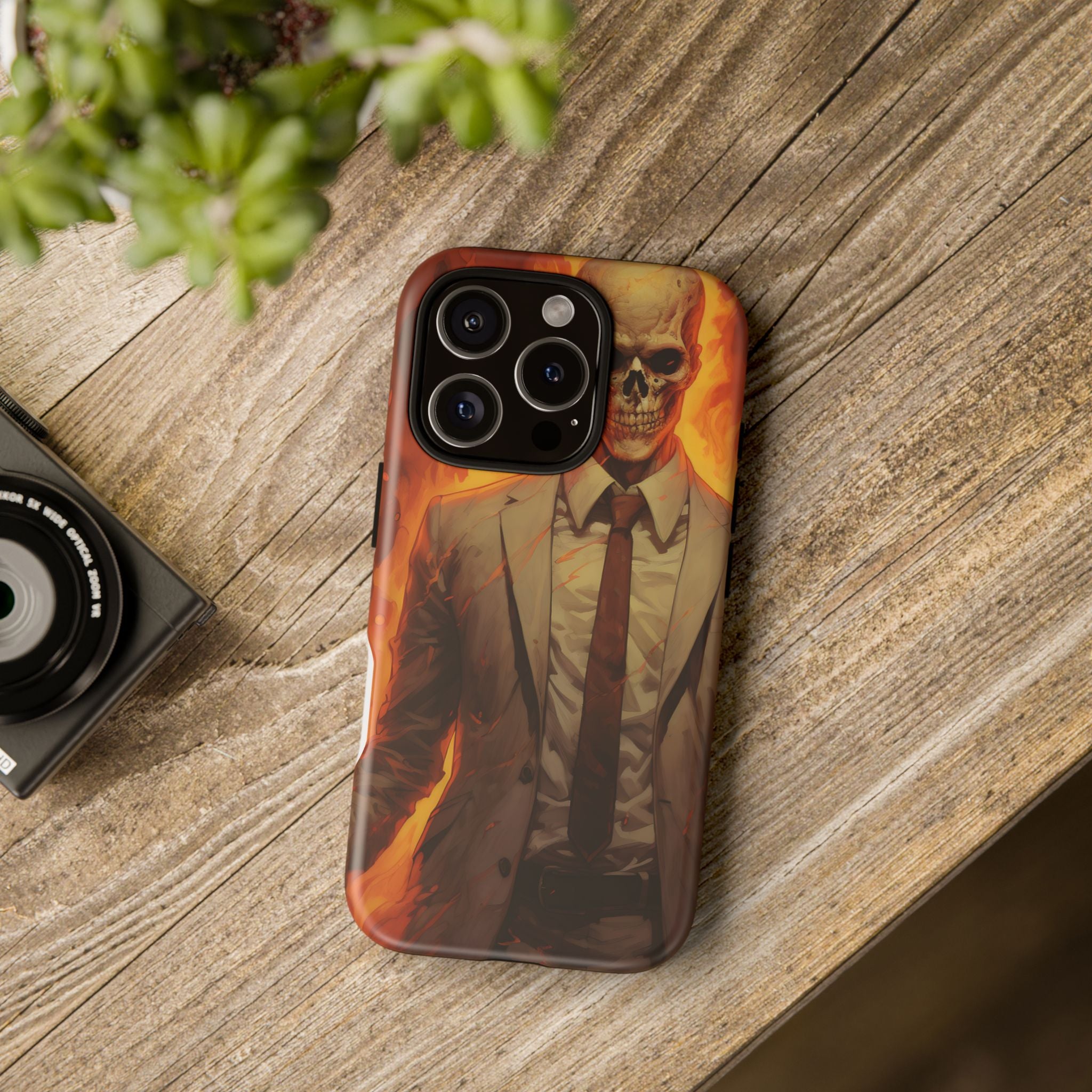 Fiery Skull Man Hexagon Stone iPhone Case