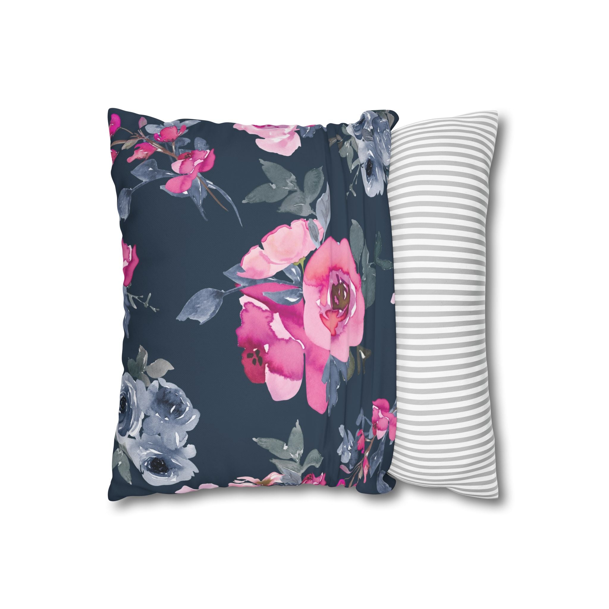 Teal Watercolor Floral Pillowcase