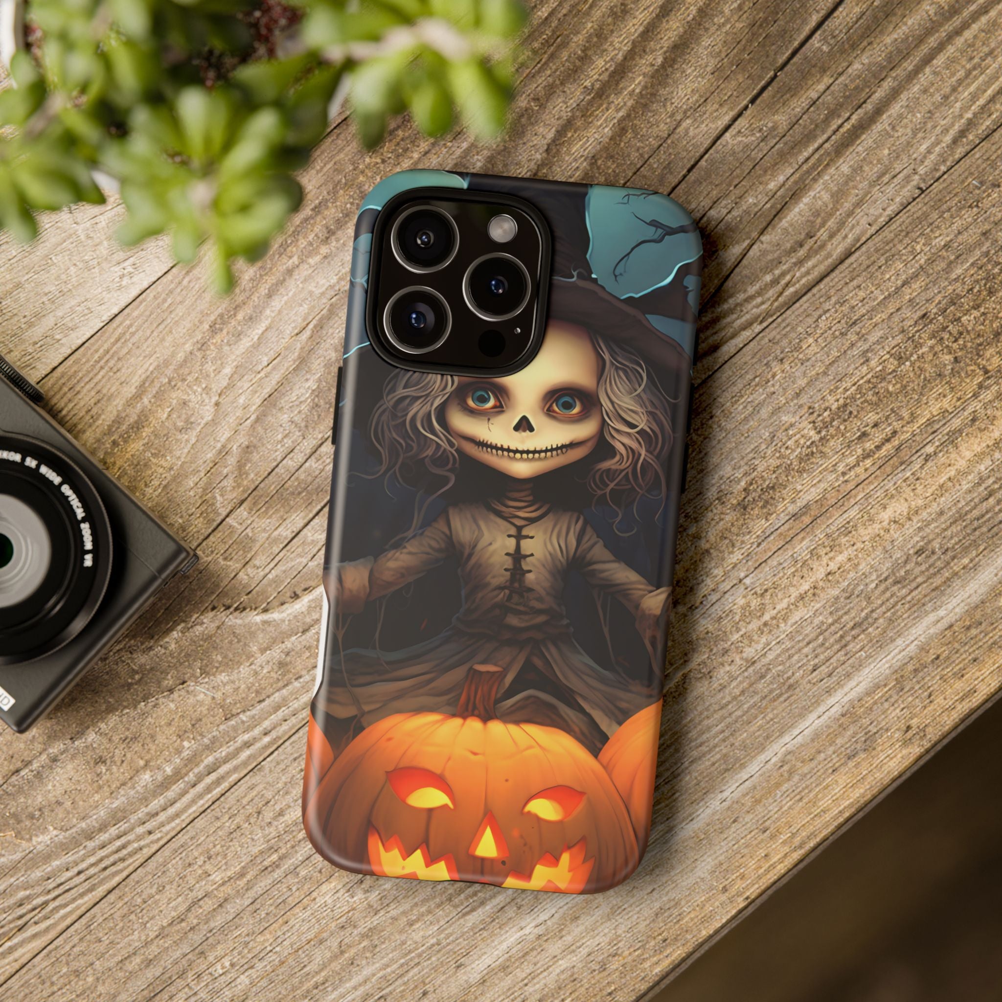 Spooky Skull Girl Halloween iPhone Case - Hexagon Stone