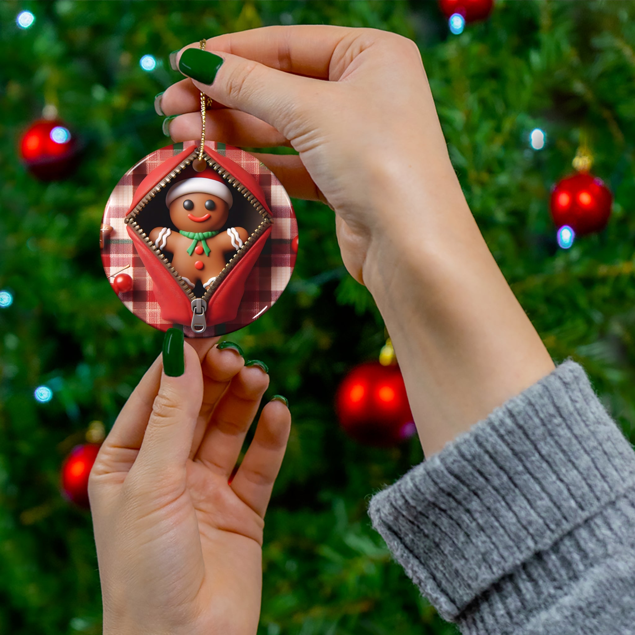 Gingerbread Man Ceramic Christmas Ornament