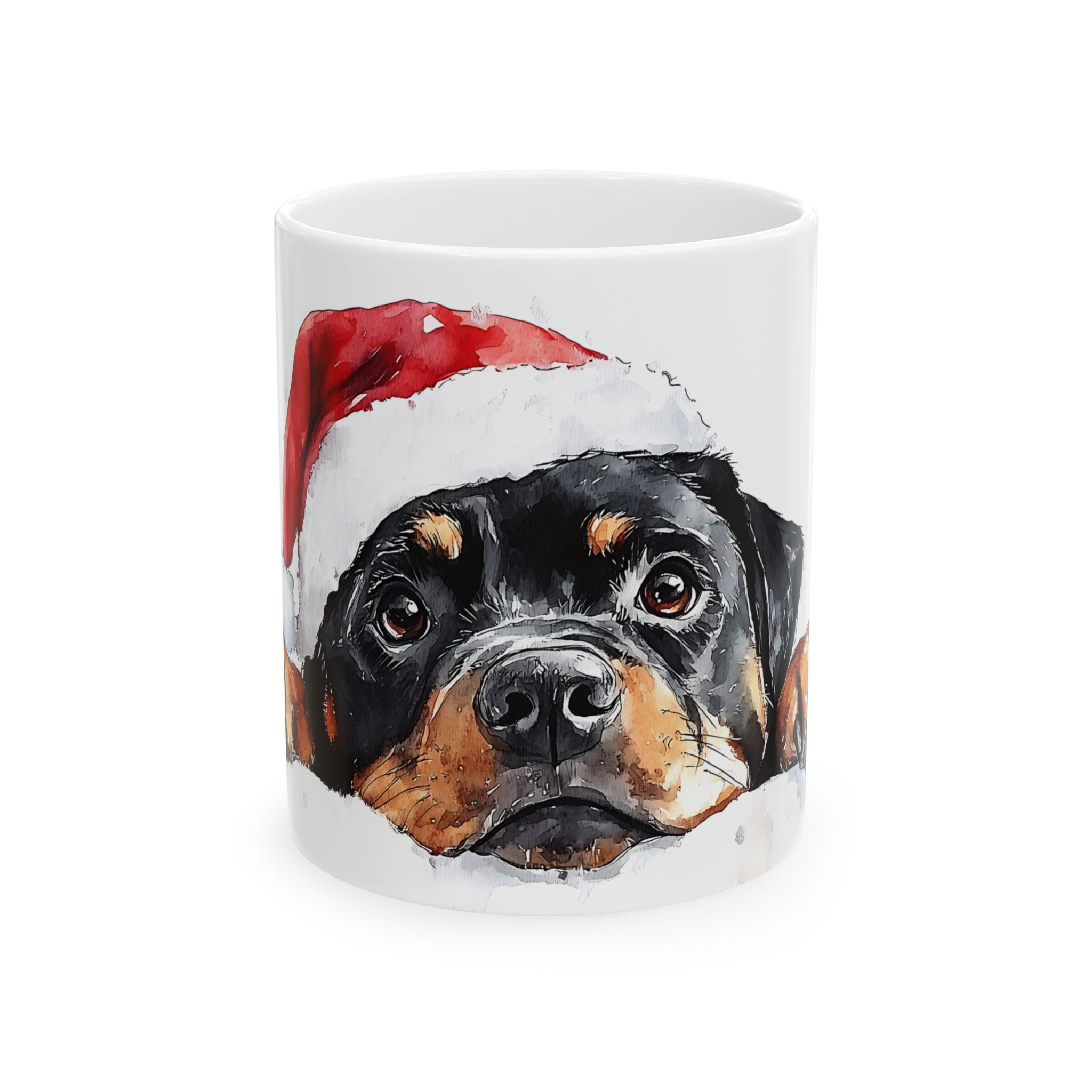 Rottweiler Santa Mug - Christmas Watercolor