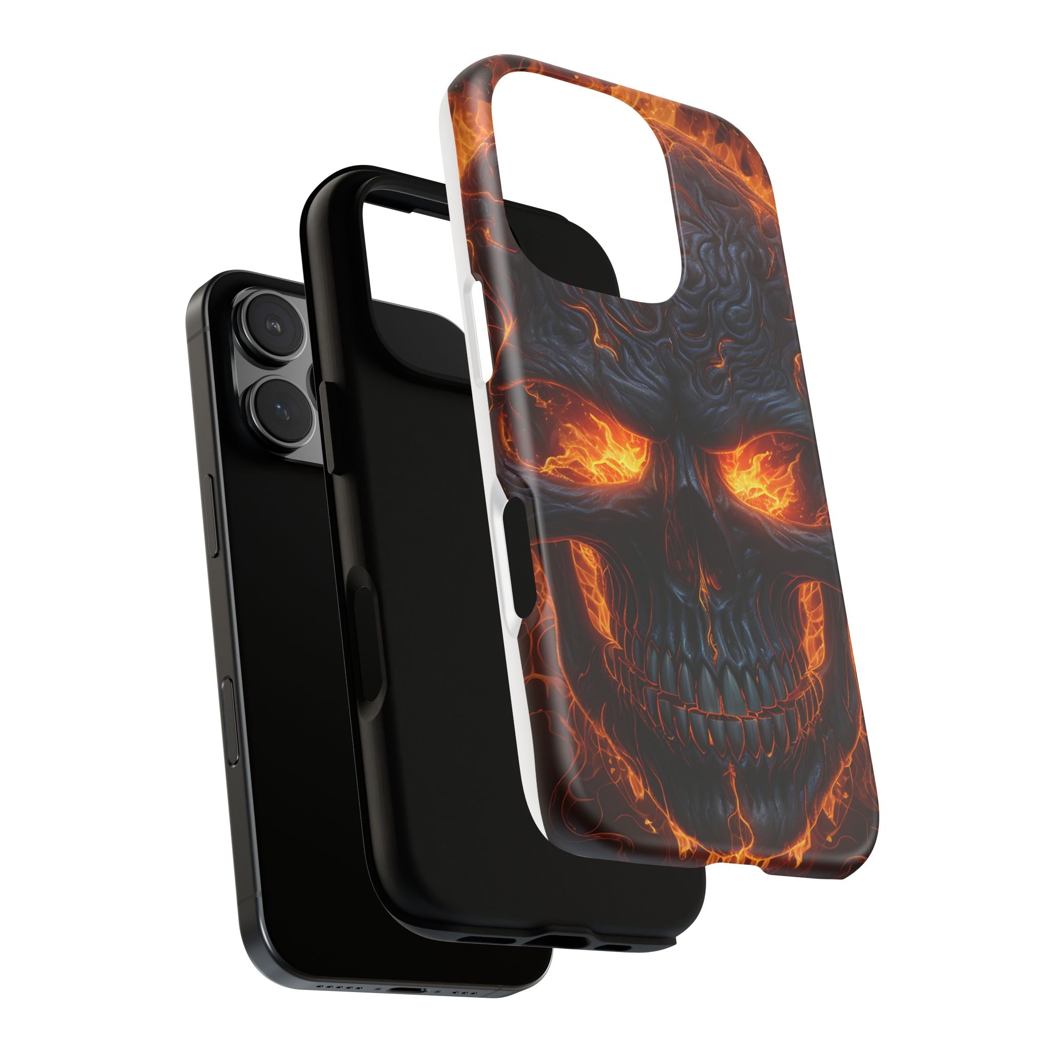 Fiery Skull Hexagon iPhone Case - Rugged Texture