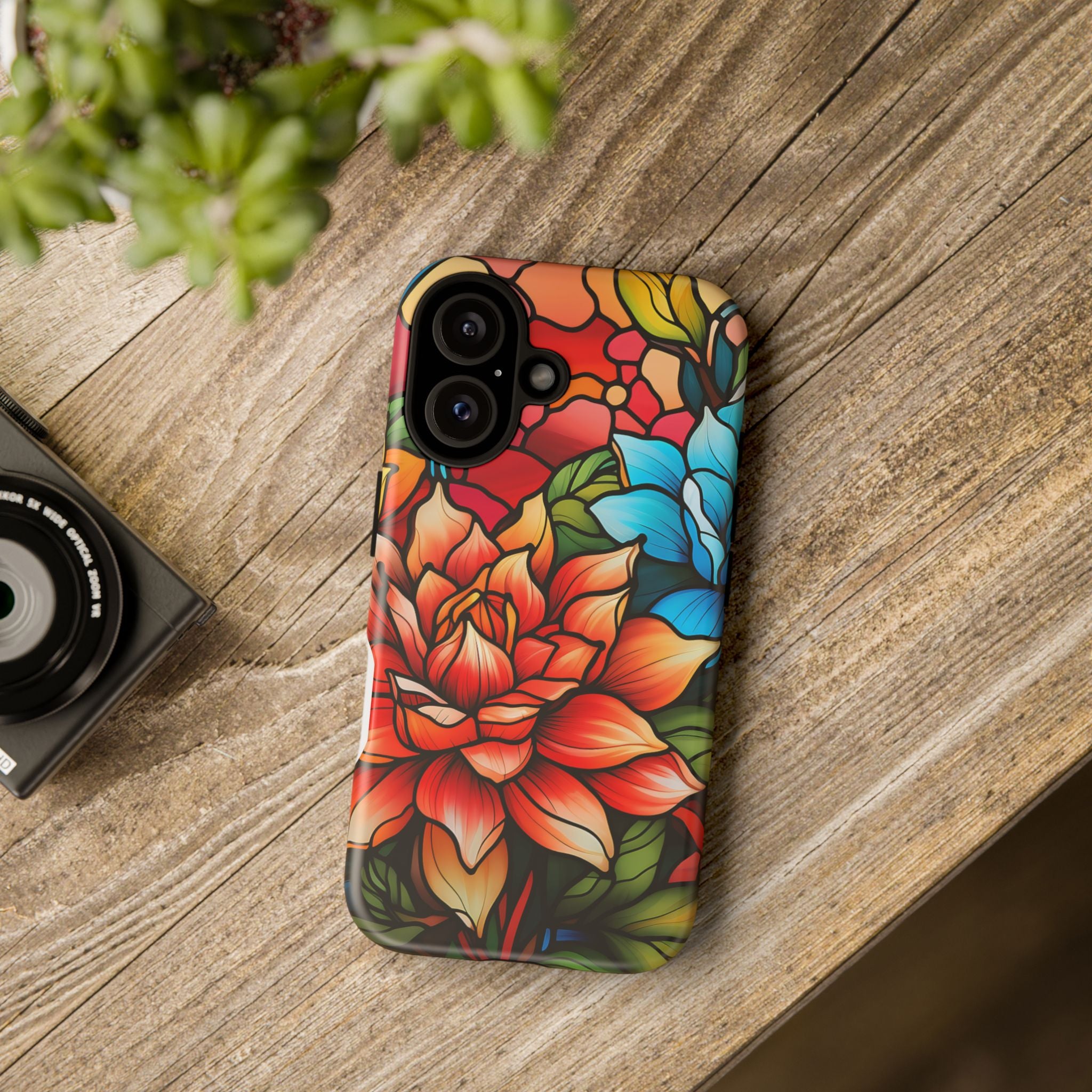 Stained Glass Floral iPhone Case - Hexagon Stone