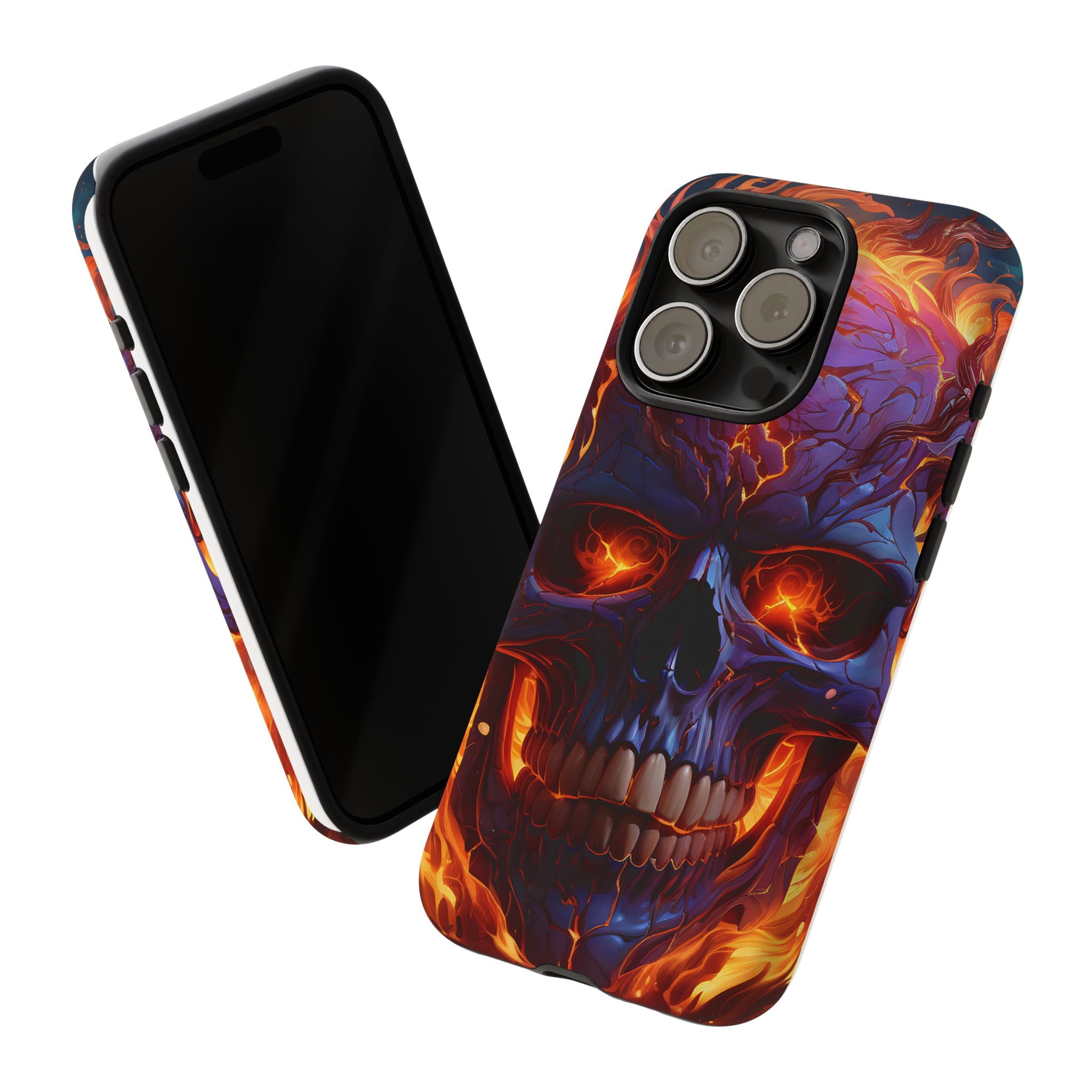 Fiery Skull Hexagon iPhone Case - Rugged Texture