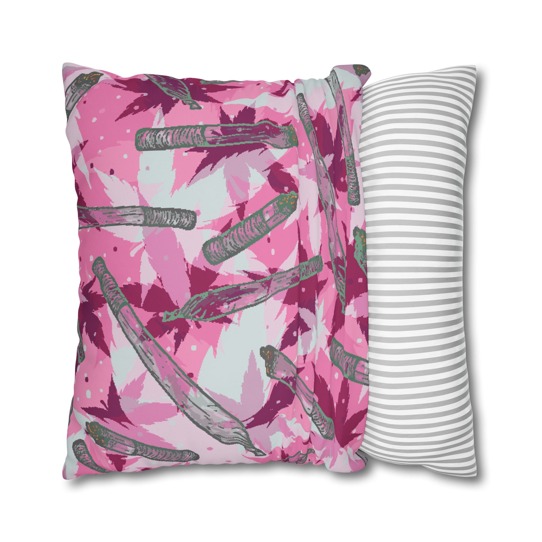 Pink Cannabis Leaf & Joint Pillowcase