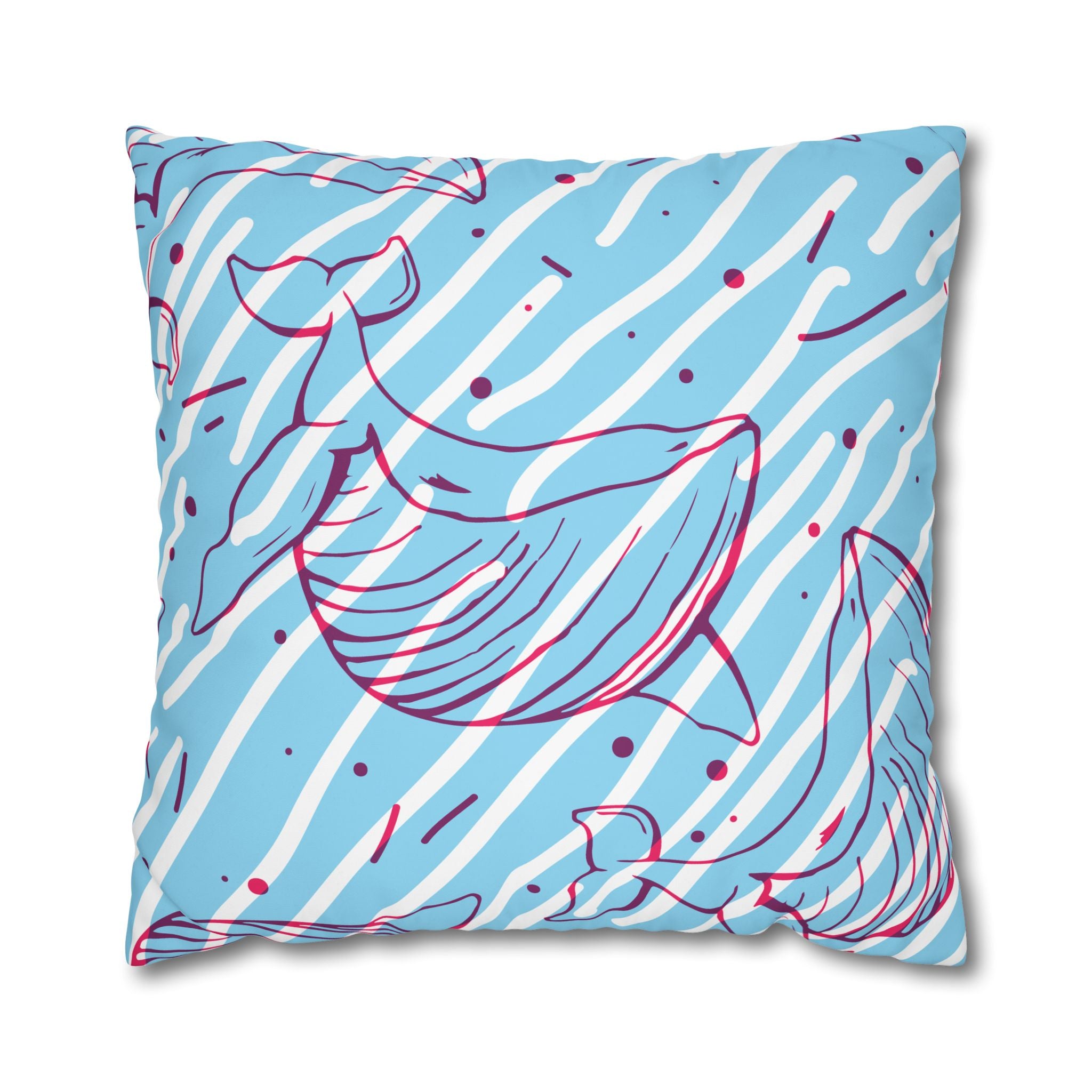 90s Whale Pillowcase - Pastel Blue