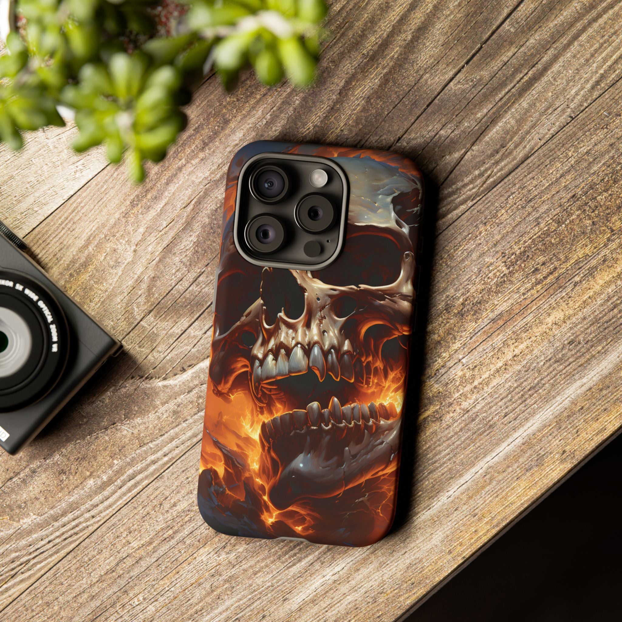 Fiery Skull Hexagon iPhone Case - Rugged