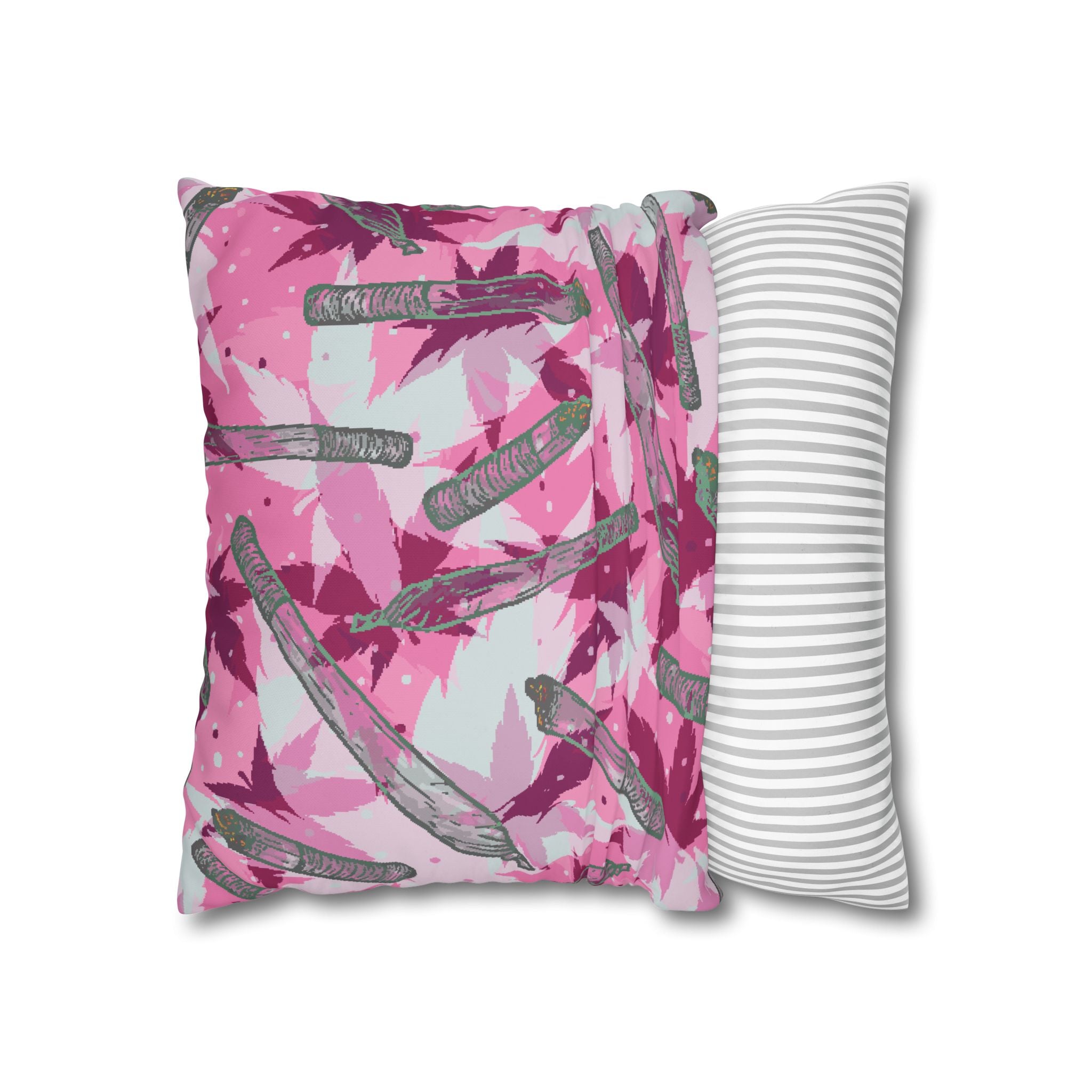 Pink Cannabis Leaf & Joint Pillowcase