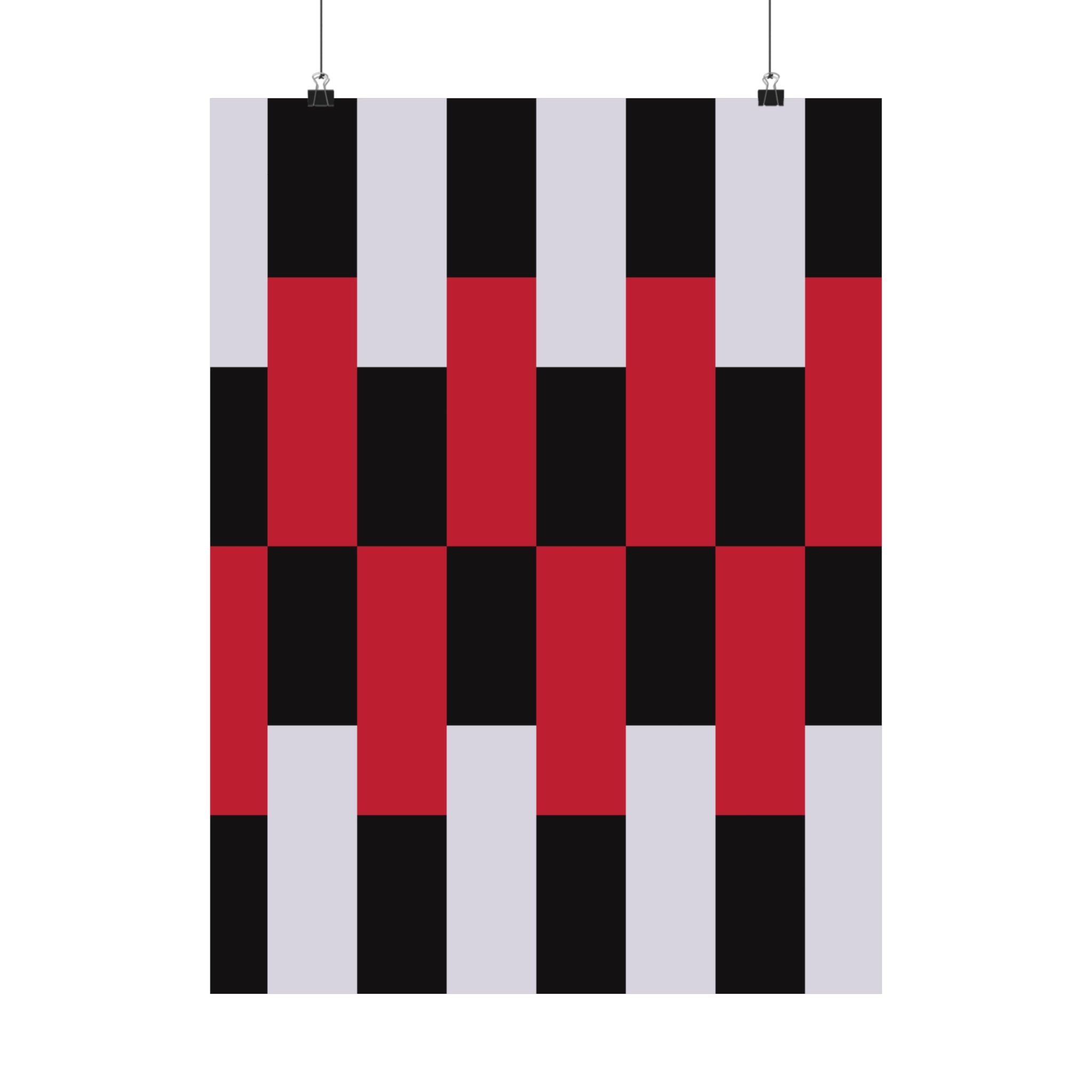 Abstract Geometric Art Poster - Red & Black