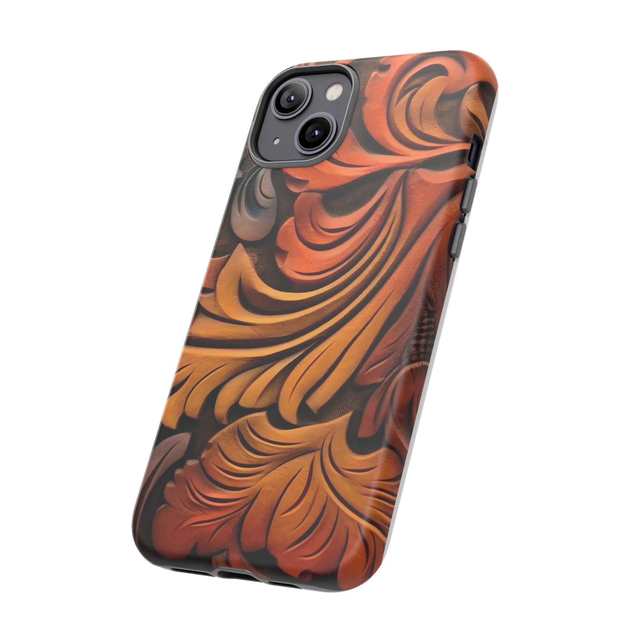 Art Nouveau Leather iPhone Case - Hexagon Stone