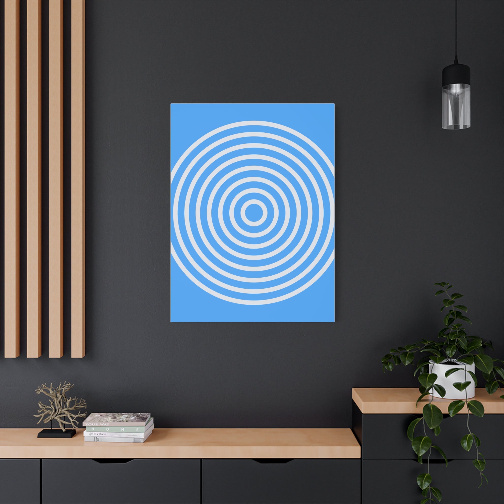 Blue Ripple Concentric Circles Canvas Art