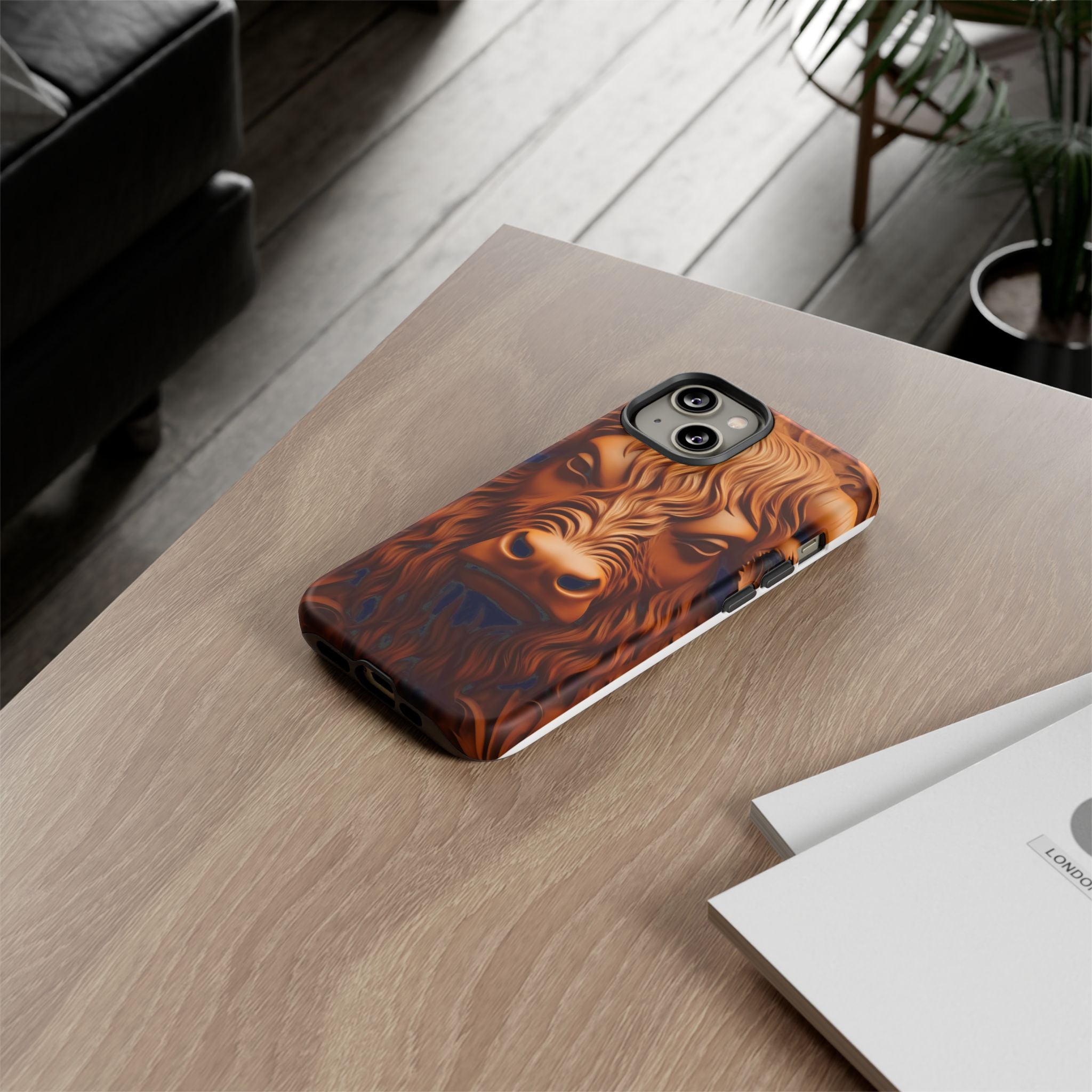 Bull Head Wood Carving iPhone Case - Rugged Texture