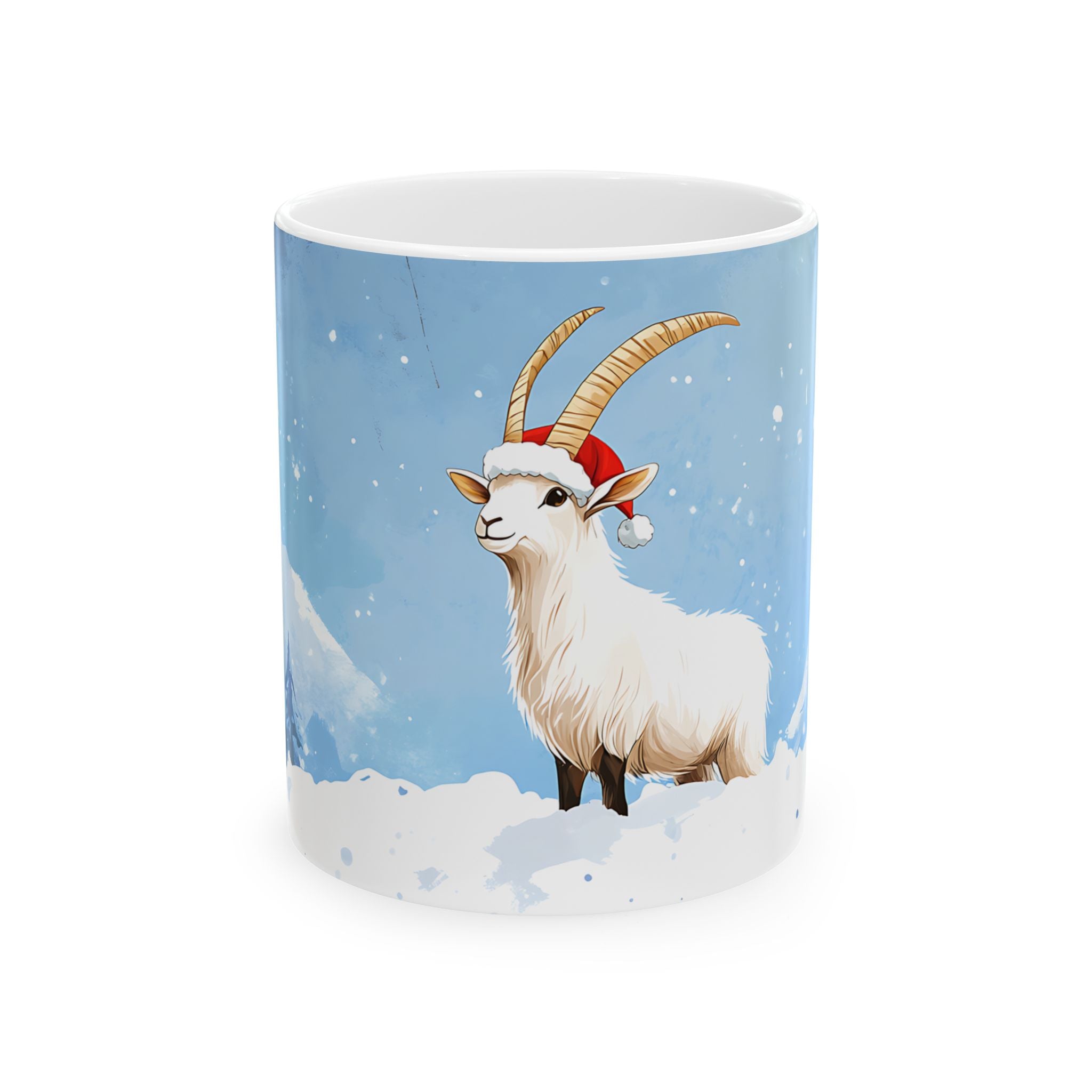 Snowy Goat Christmas Mug