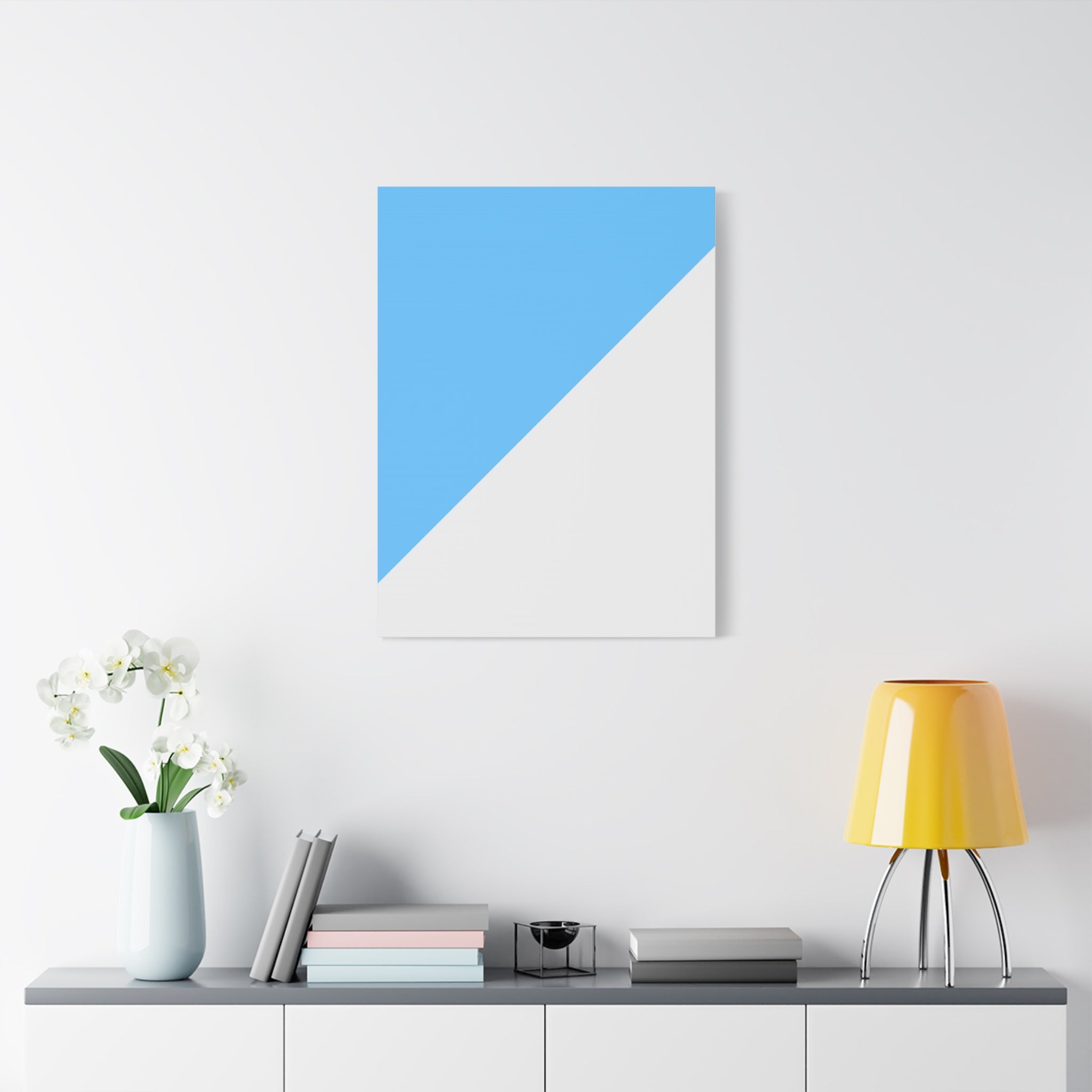 Abstract Blue & Gray Diagonal Canvas Art