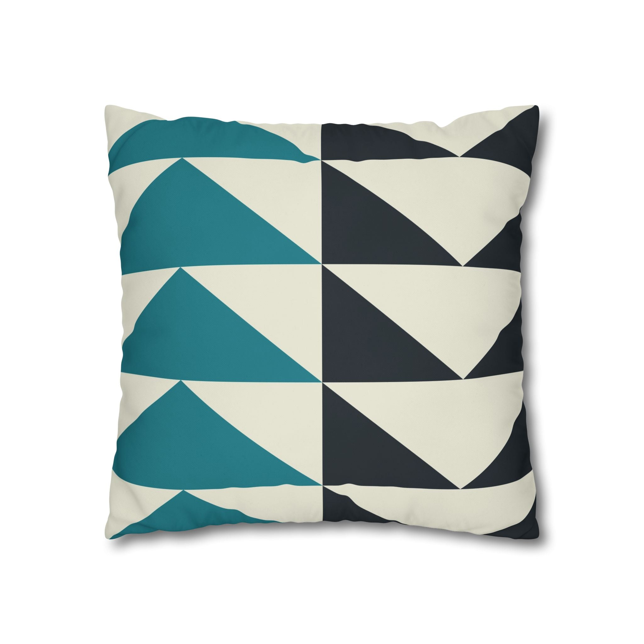 Geometric Teal & Charcoal Triangle Pillowcase