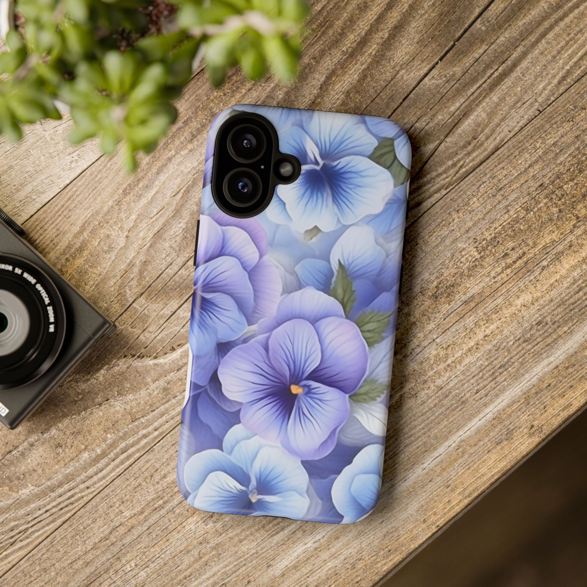 Dreamy Pansy Blue iPhone Case - Hexagon Stone