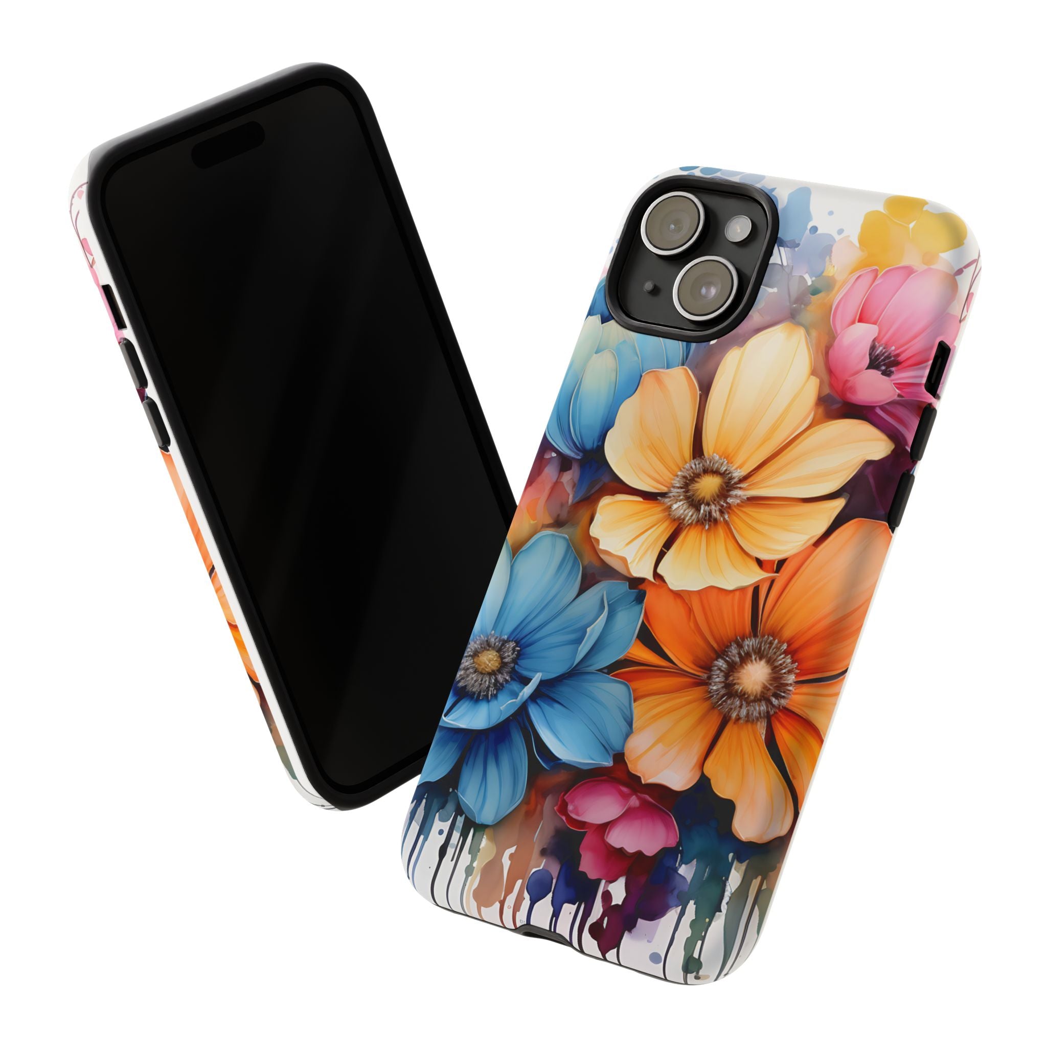 Vibrant Floral Watercolor iPhone Case - Hexagon Stone