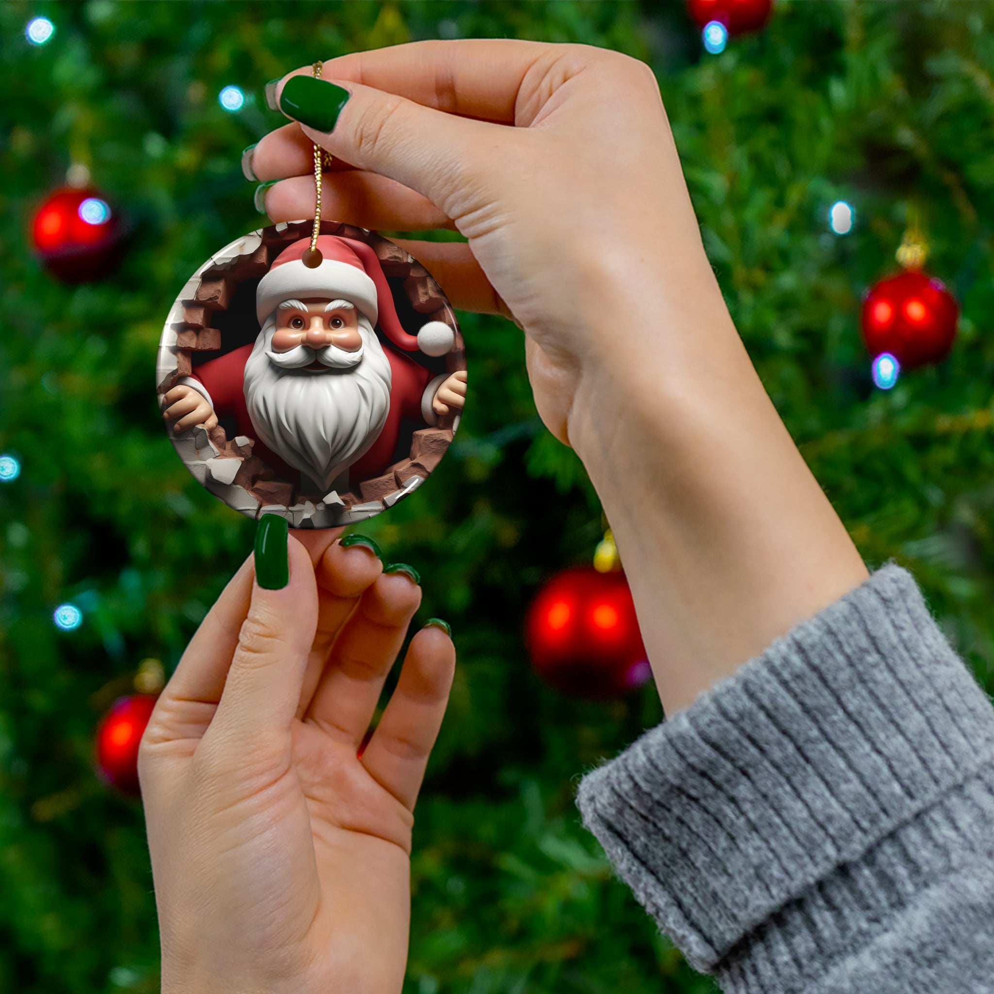 Santa's Brick Wall Breakout Ornament