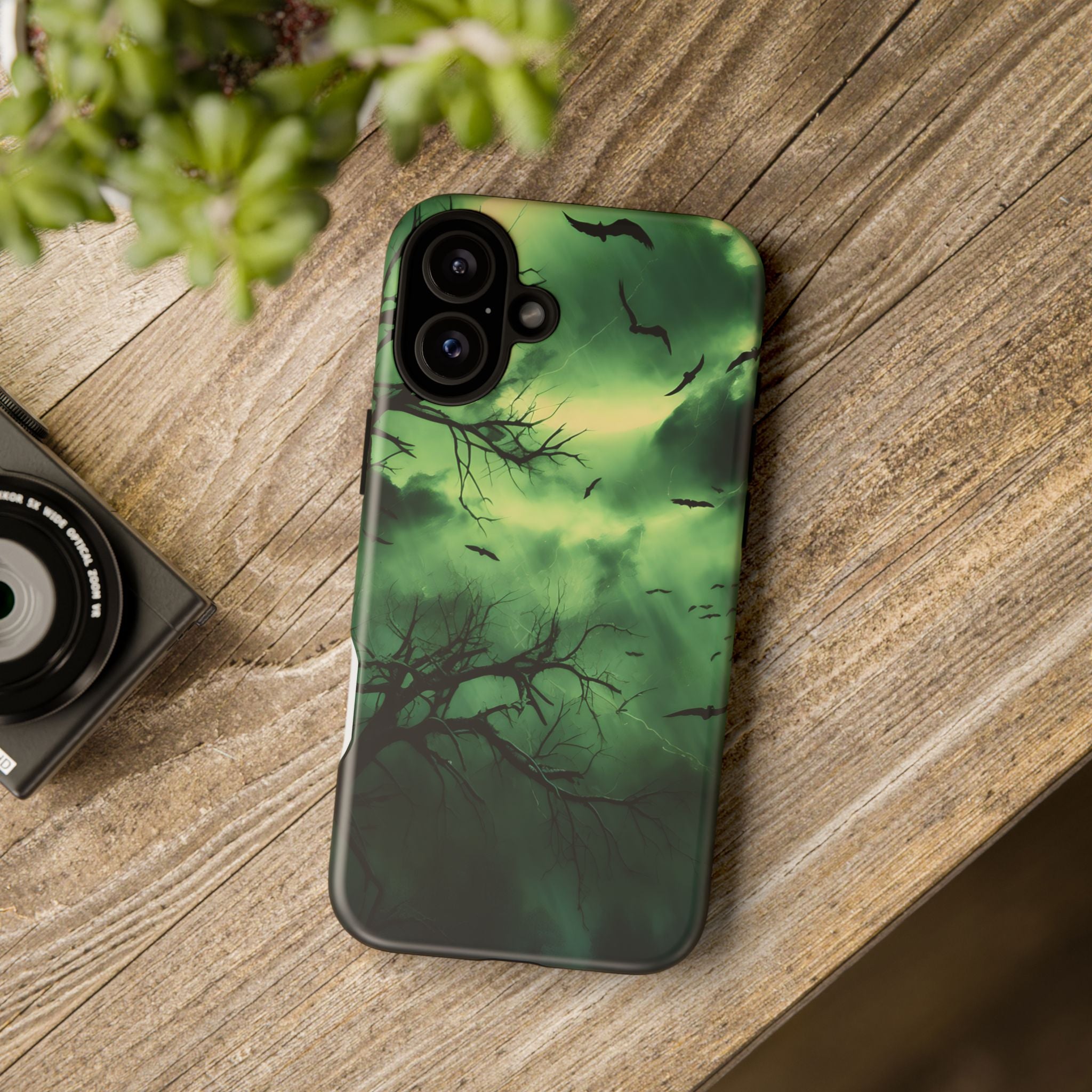 Gothic Green Forest iPhone Case - Hexagon Stone