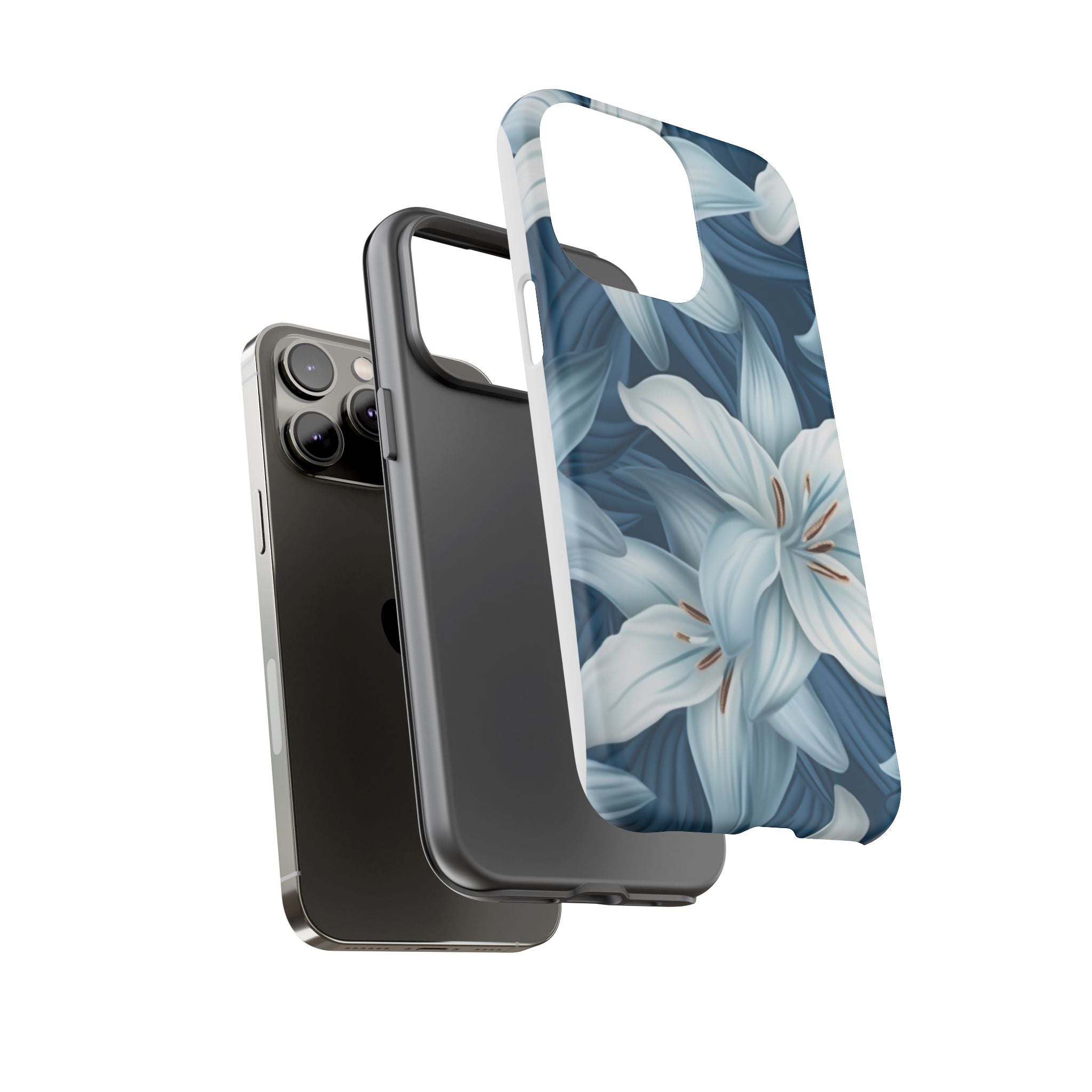 Pastel Blue Lily iPhone Case - Hexagon Stone