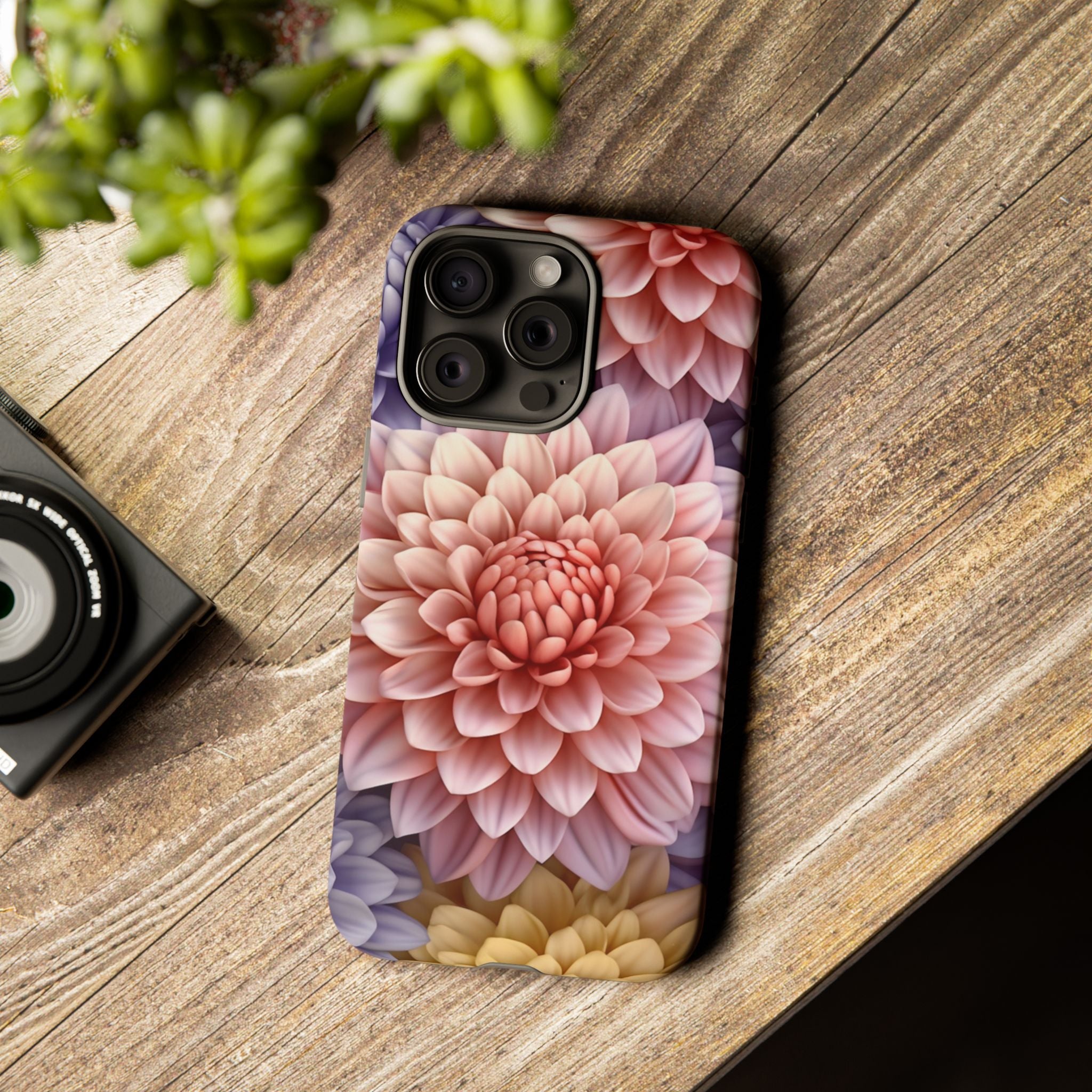 Dahlia Bloom Hexagon Stone iPhone Case