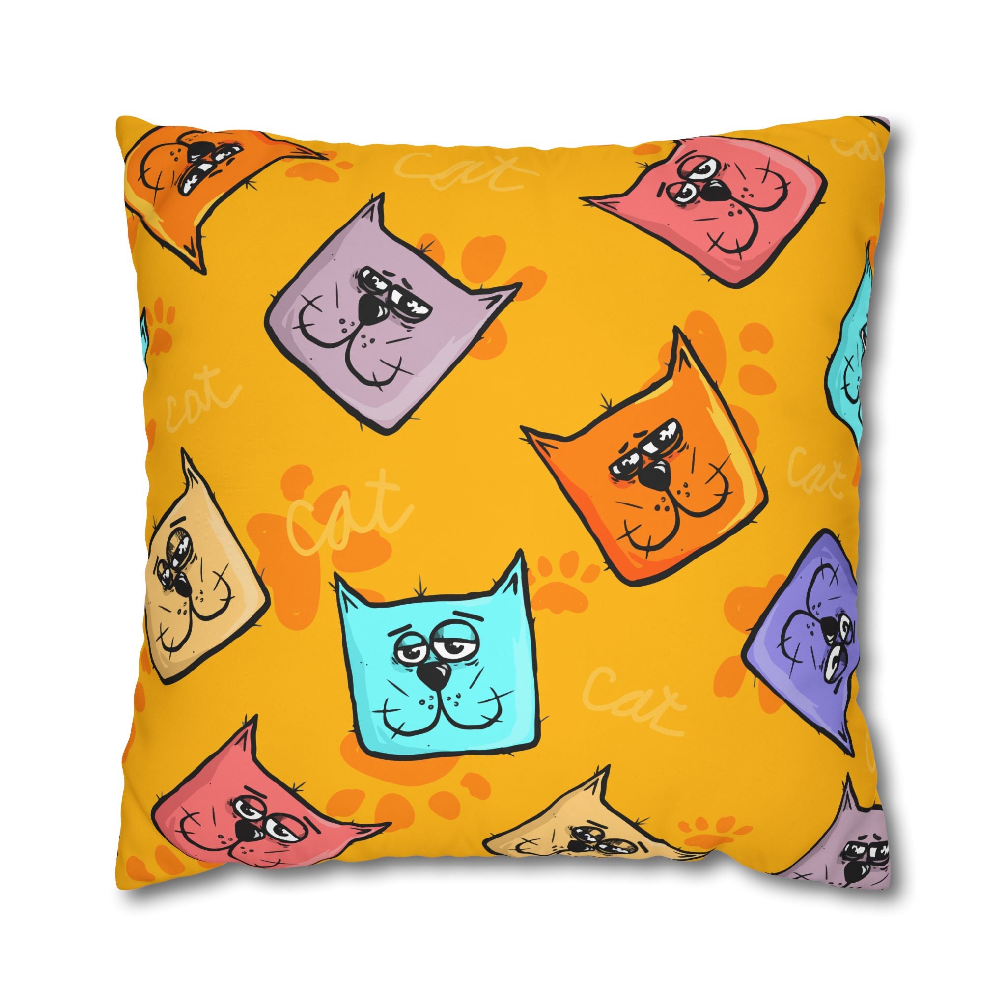 Pastel Cat Pillowcase - Gold Paw Print