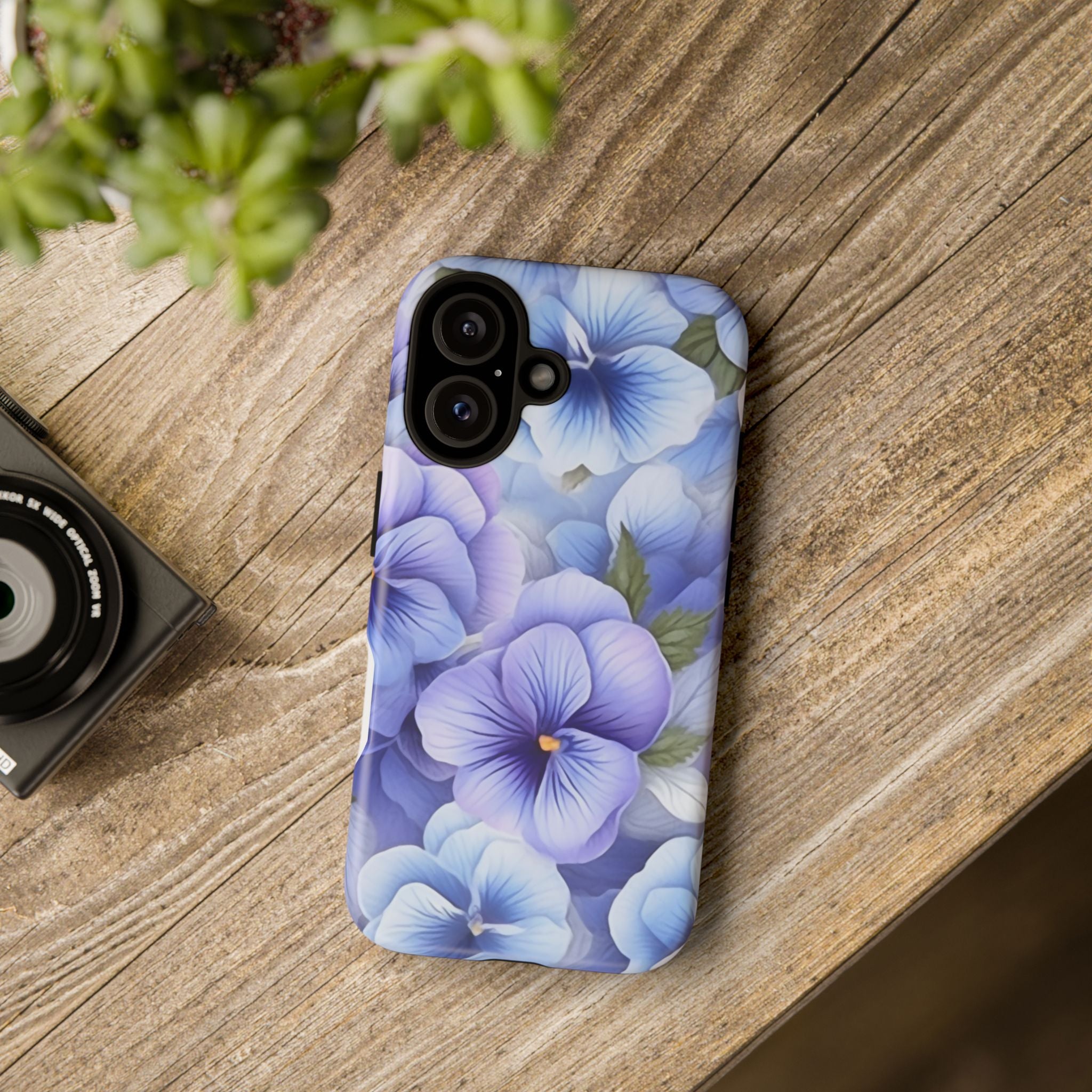 Dreamy Pansy Blue iPhone Case - Hexagon Stone