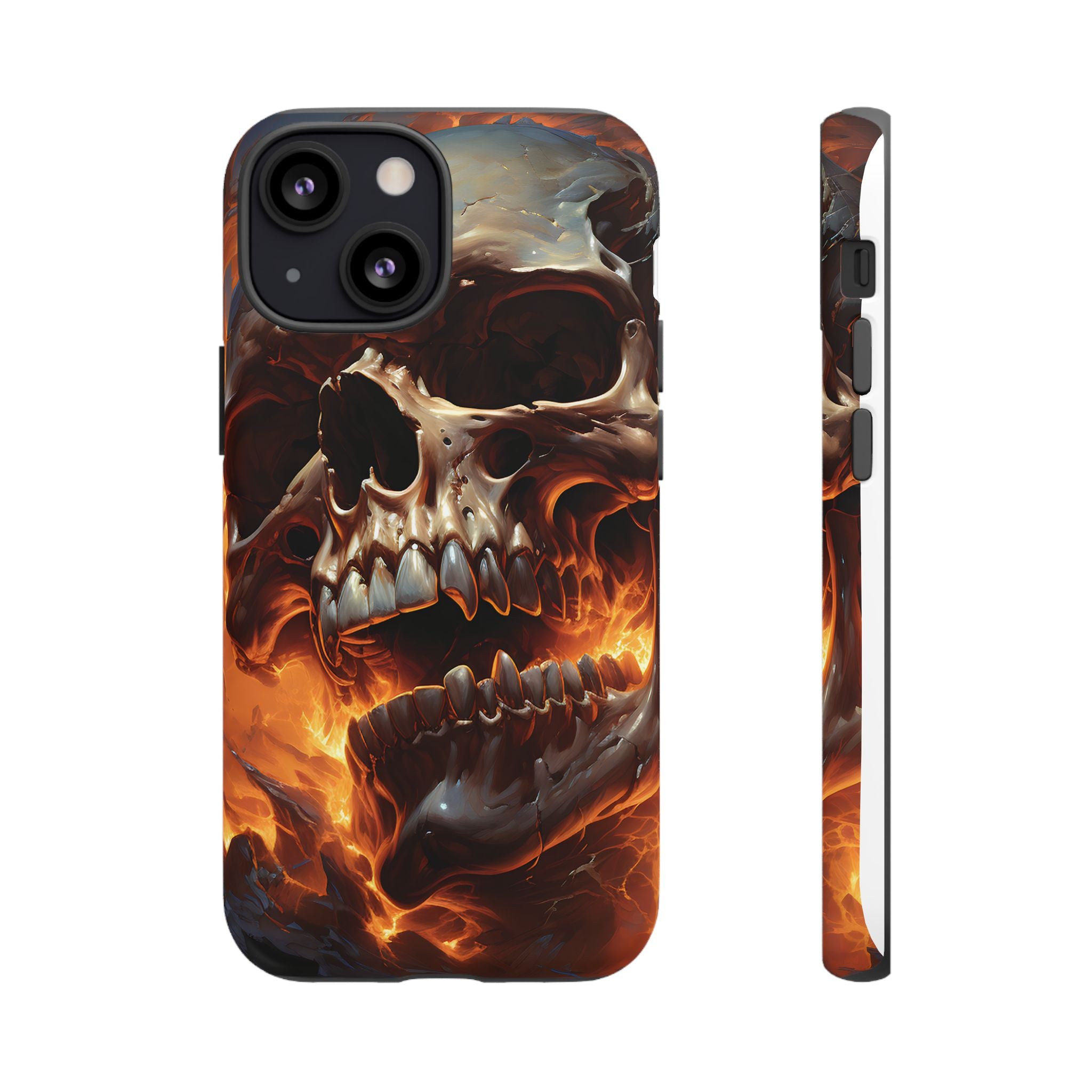 Fiery Skull Hexagon iPhone Case - Rugged