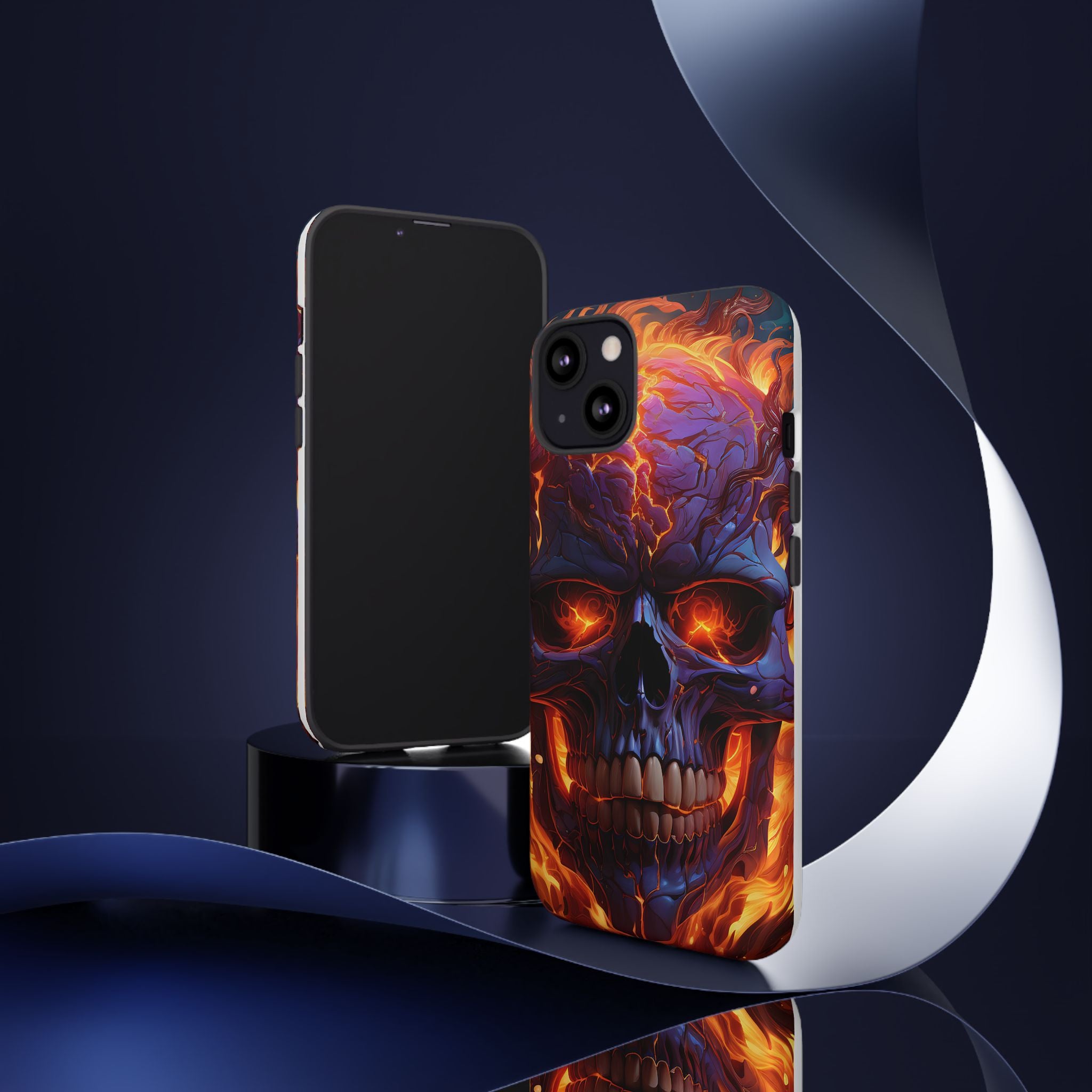 Fiery Skull Hexagon iPhone Case - Rugged Texture