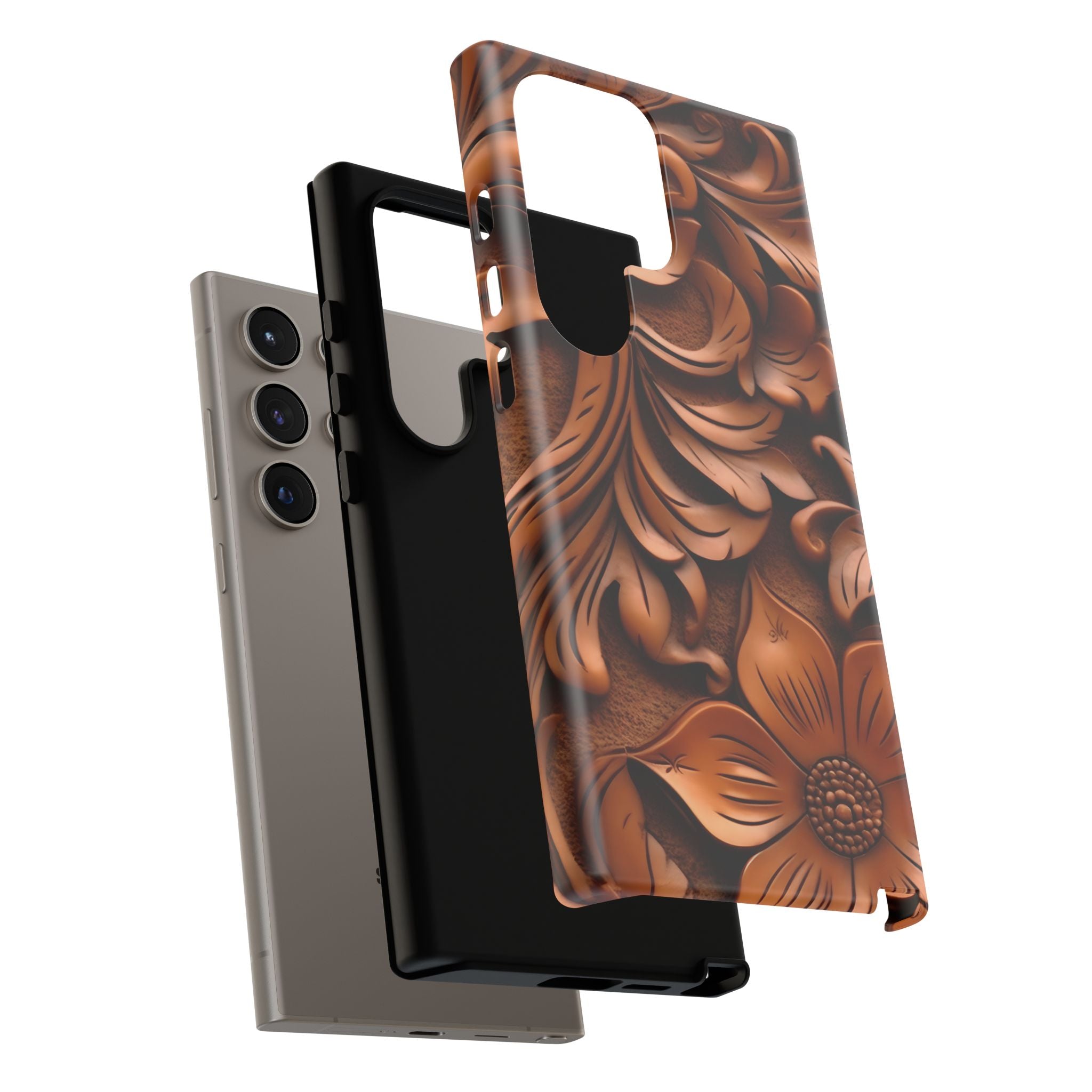 Baroque Floral Wood Samsung Case