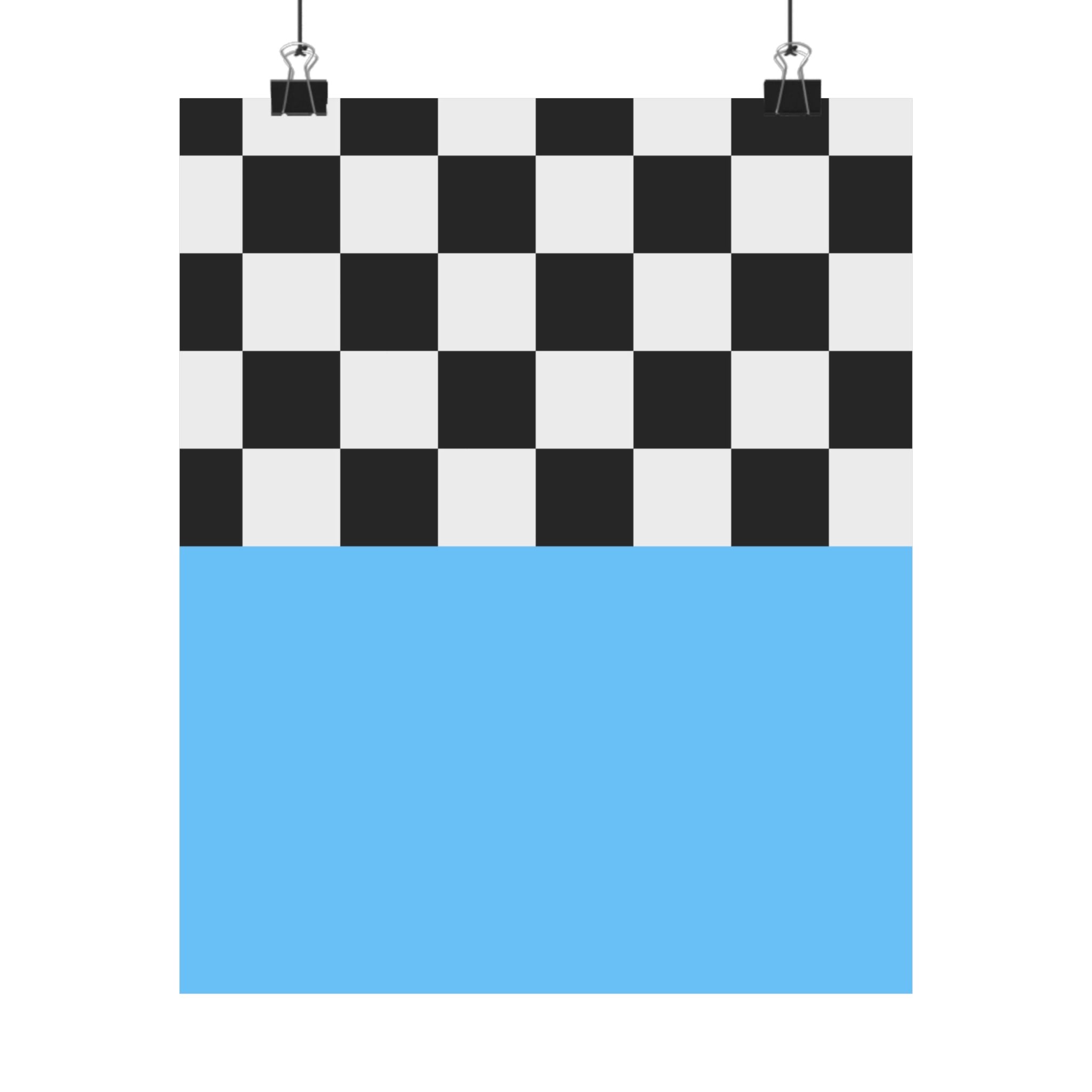 Checkered & Blue Modern Geometric Poster