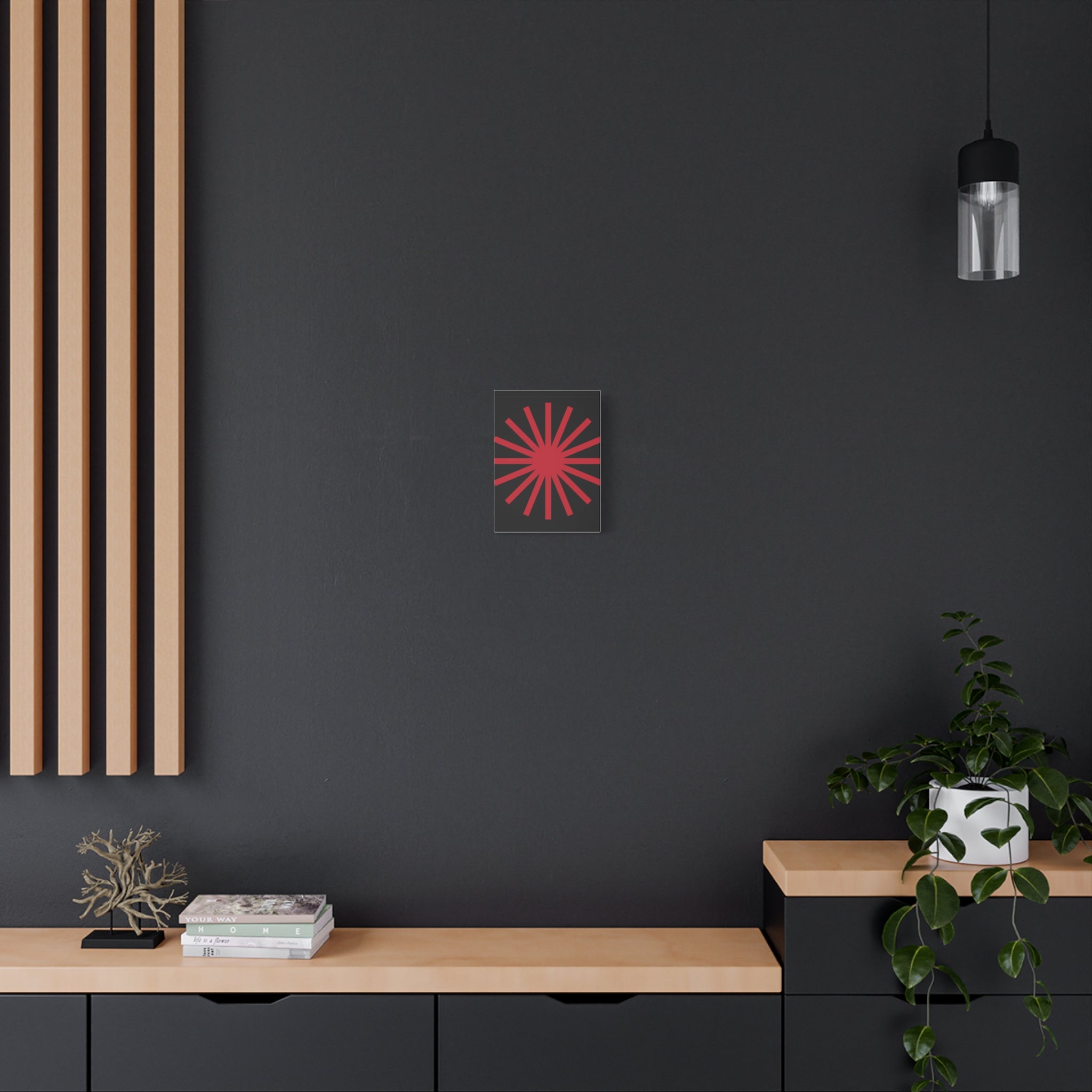 Crimson Sunburst Matte Canvas Art